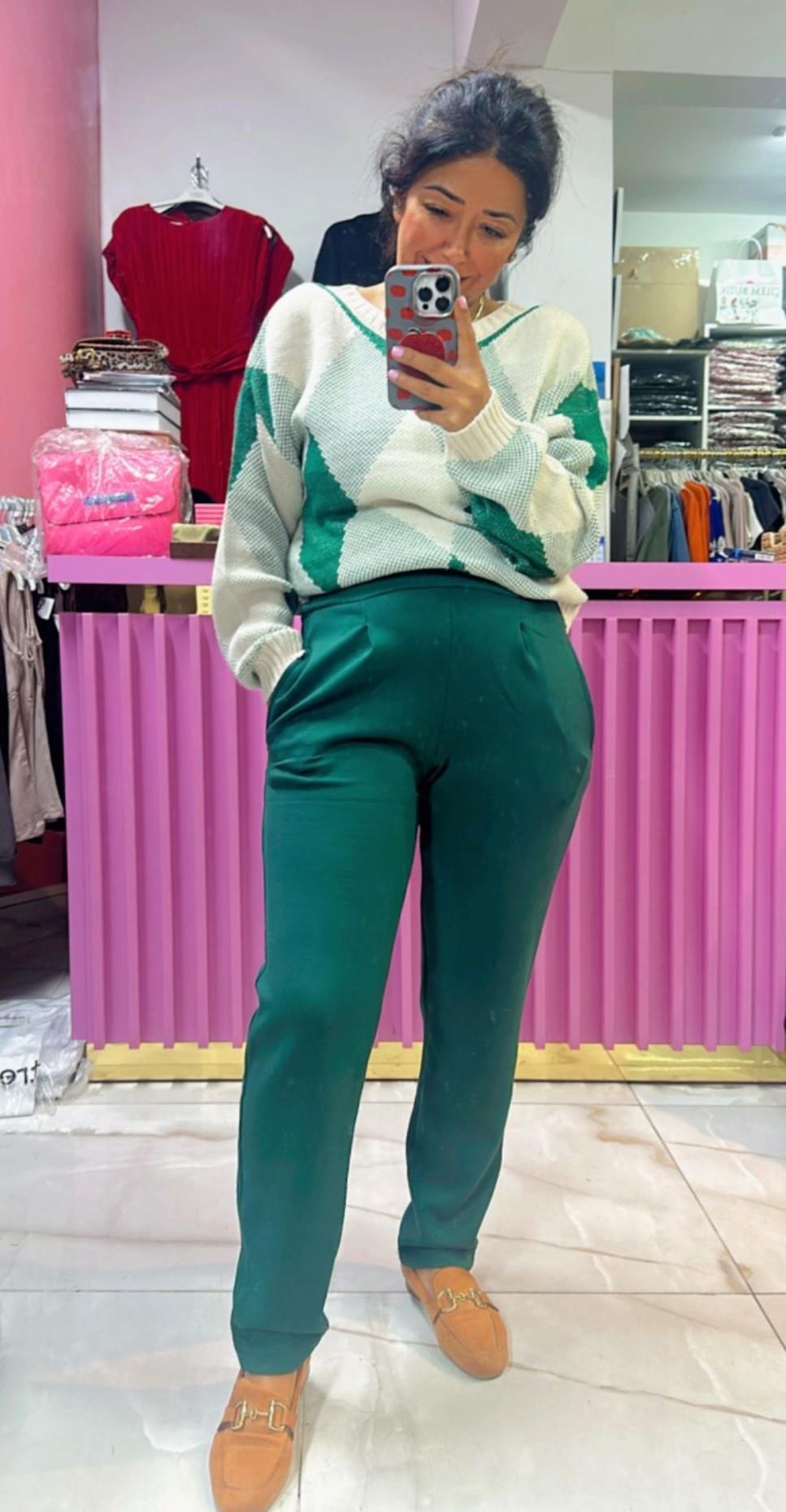Zümrüt Yeşil Modal Pantolon