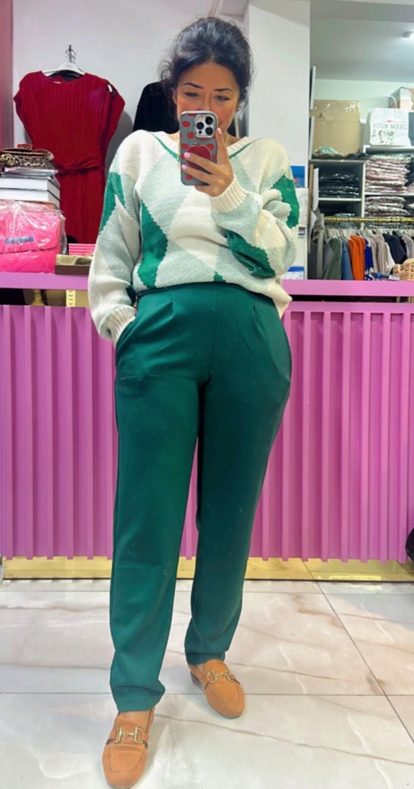 Zümrüt Yeşil Modal Pantolon