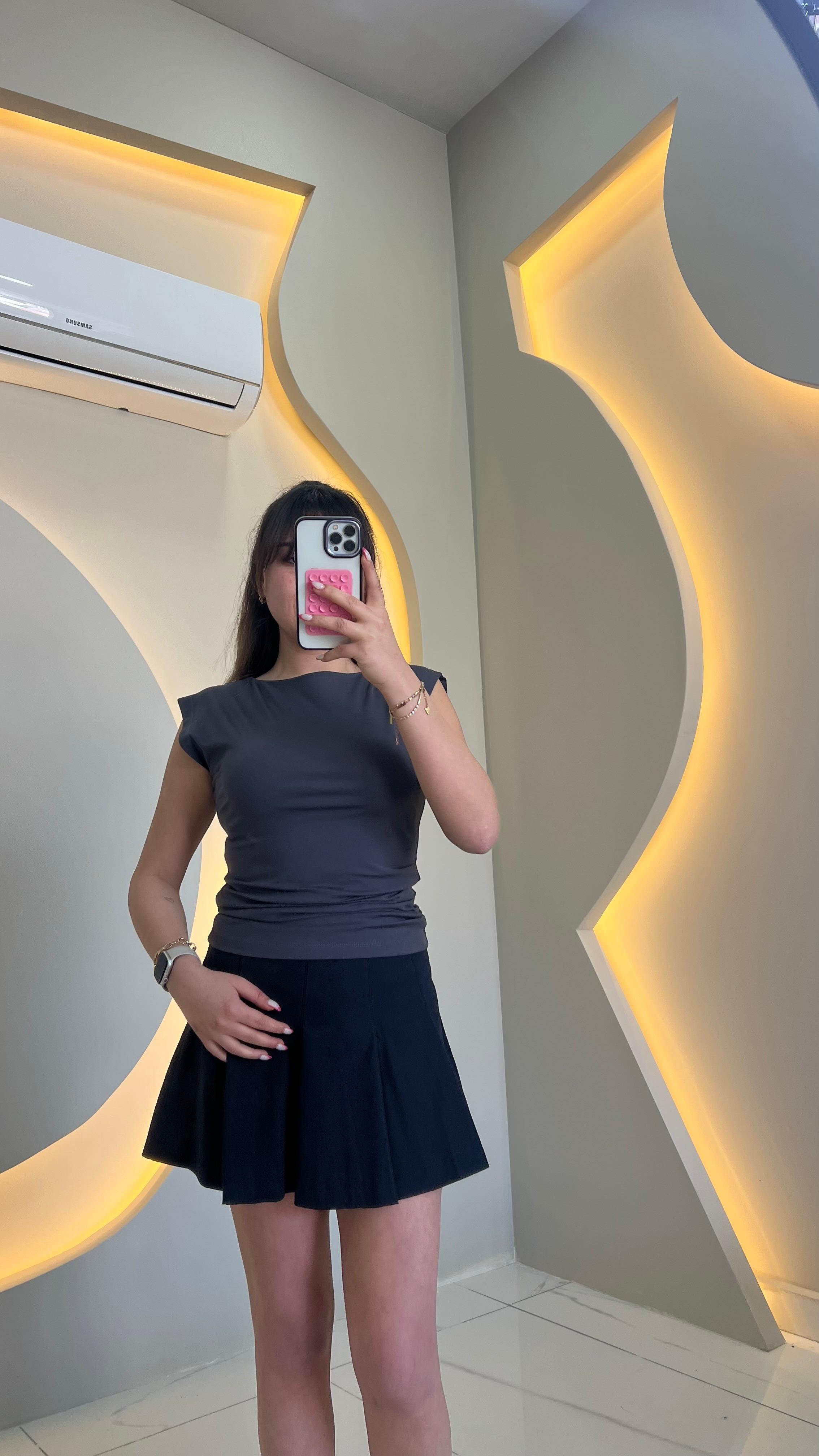 Antrasit Drape Detaylı Modal Body