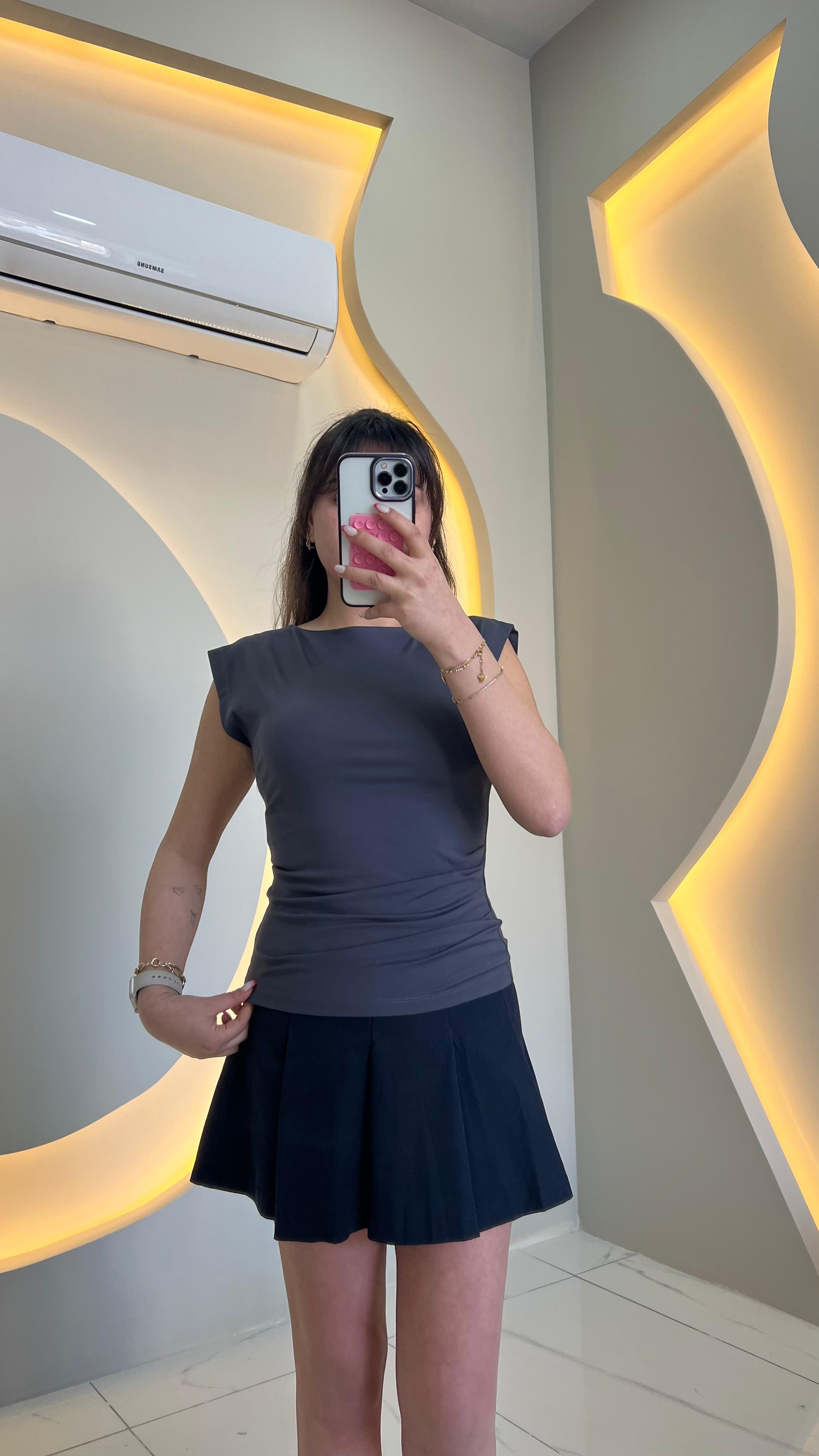 Antrasit Drape Detaylı Modal Body