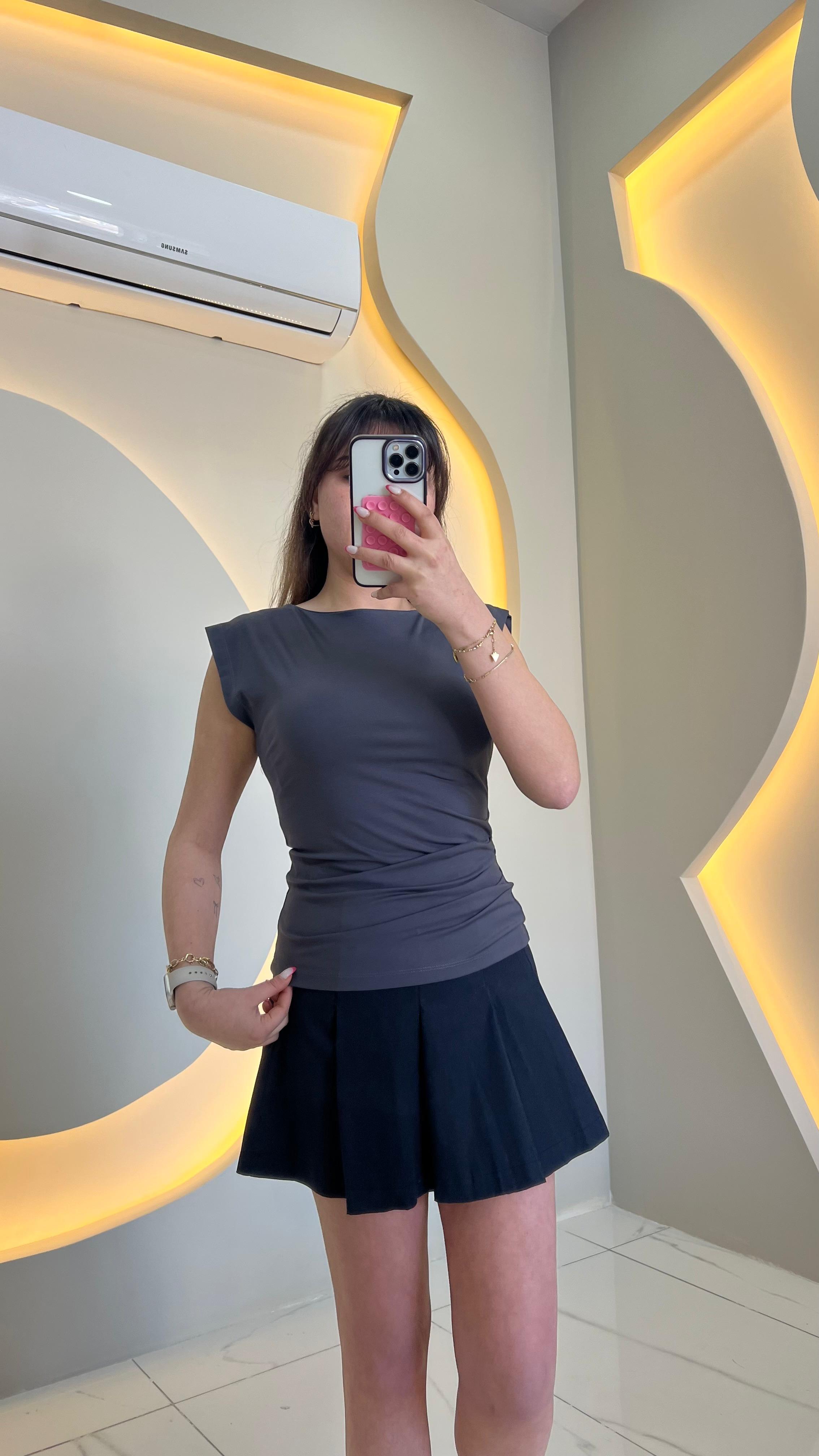 Antrasit Drape Detaylı Modal Body