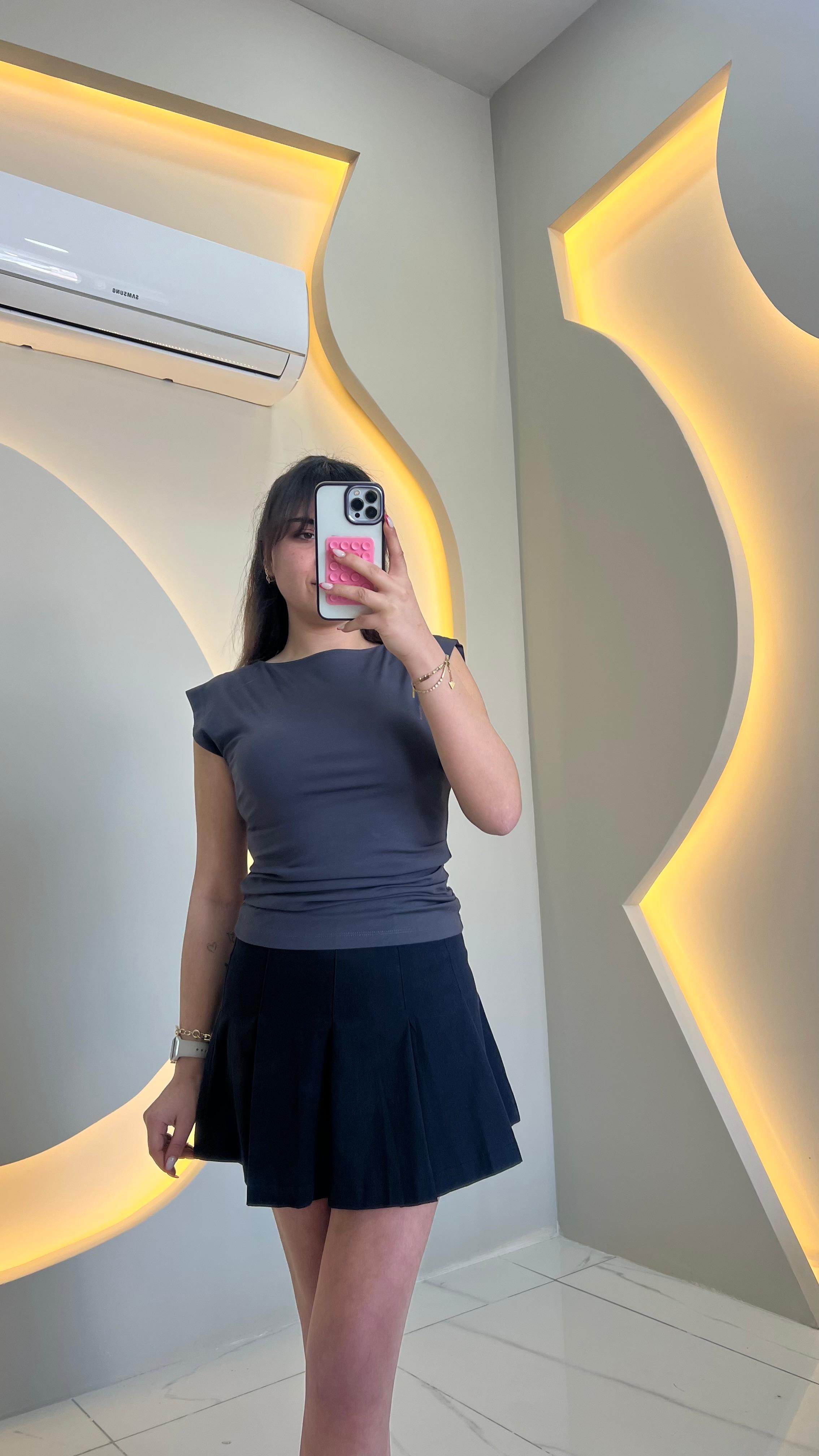 Antrasit Drape Detaylı Modal Body