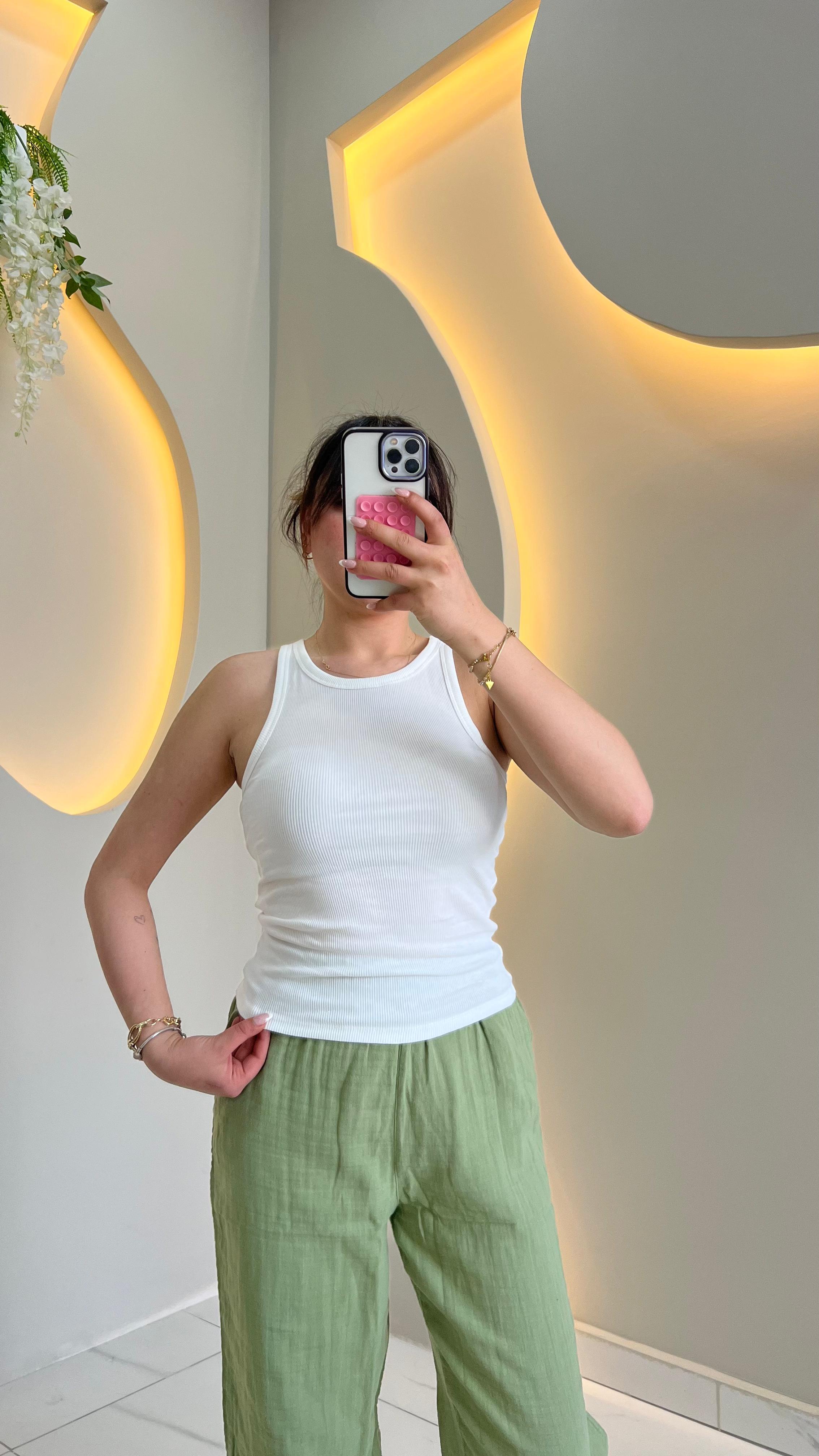 Beyaz Halter Yaka Body