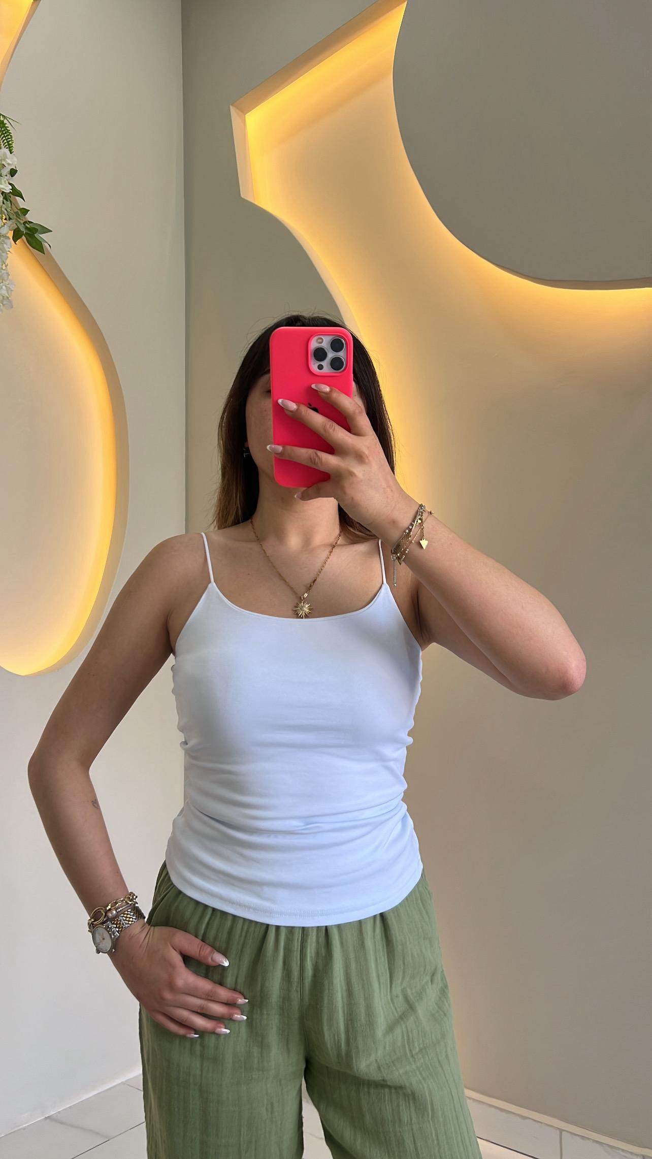 Beyaz İp Askılı Basic