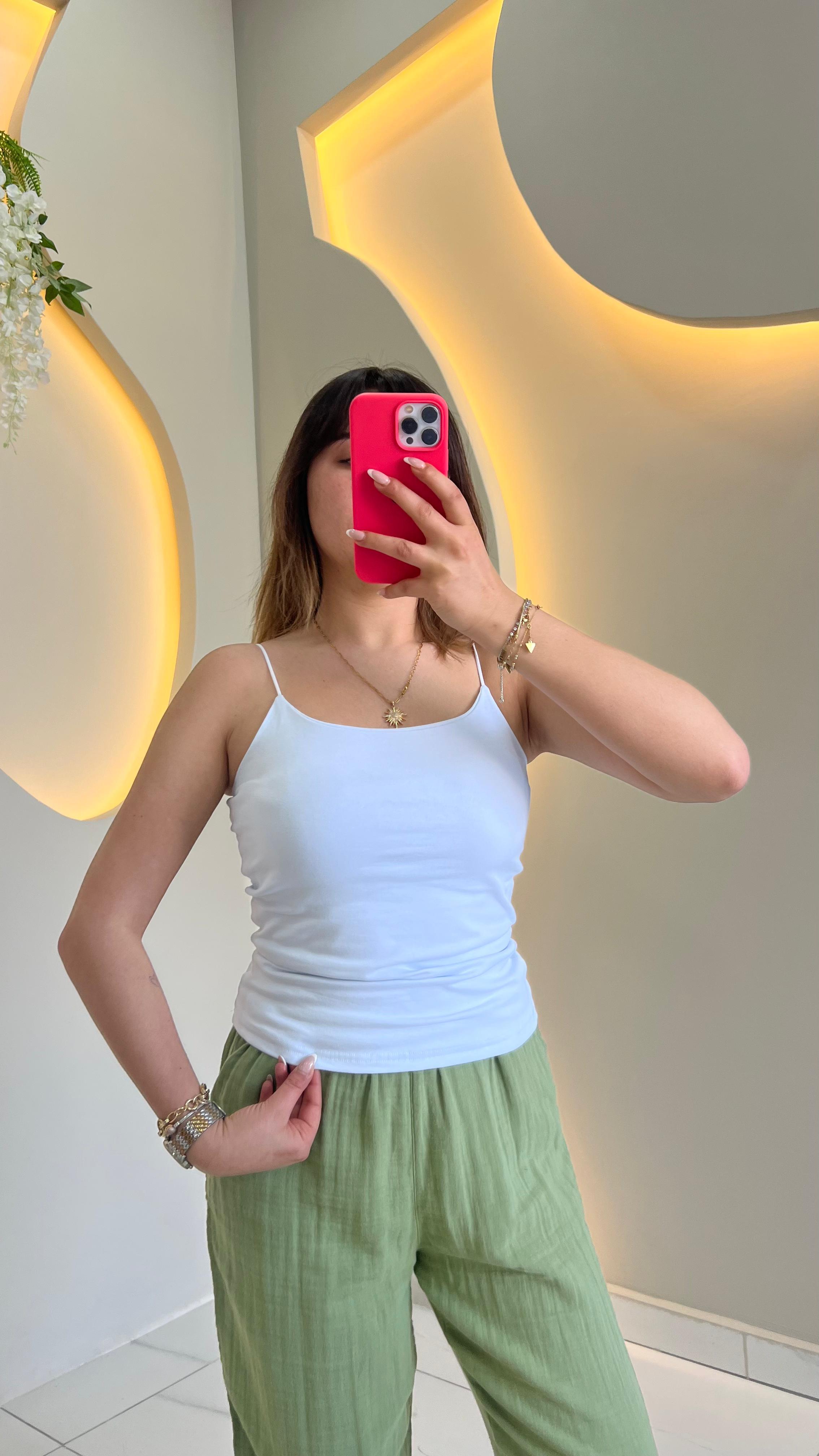 Beyaz İp Askılı Basic