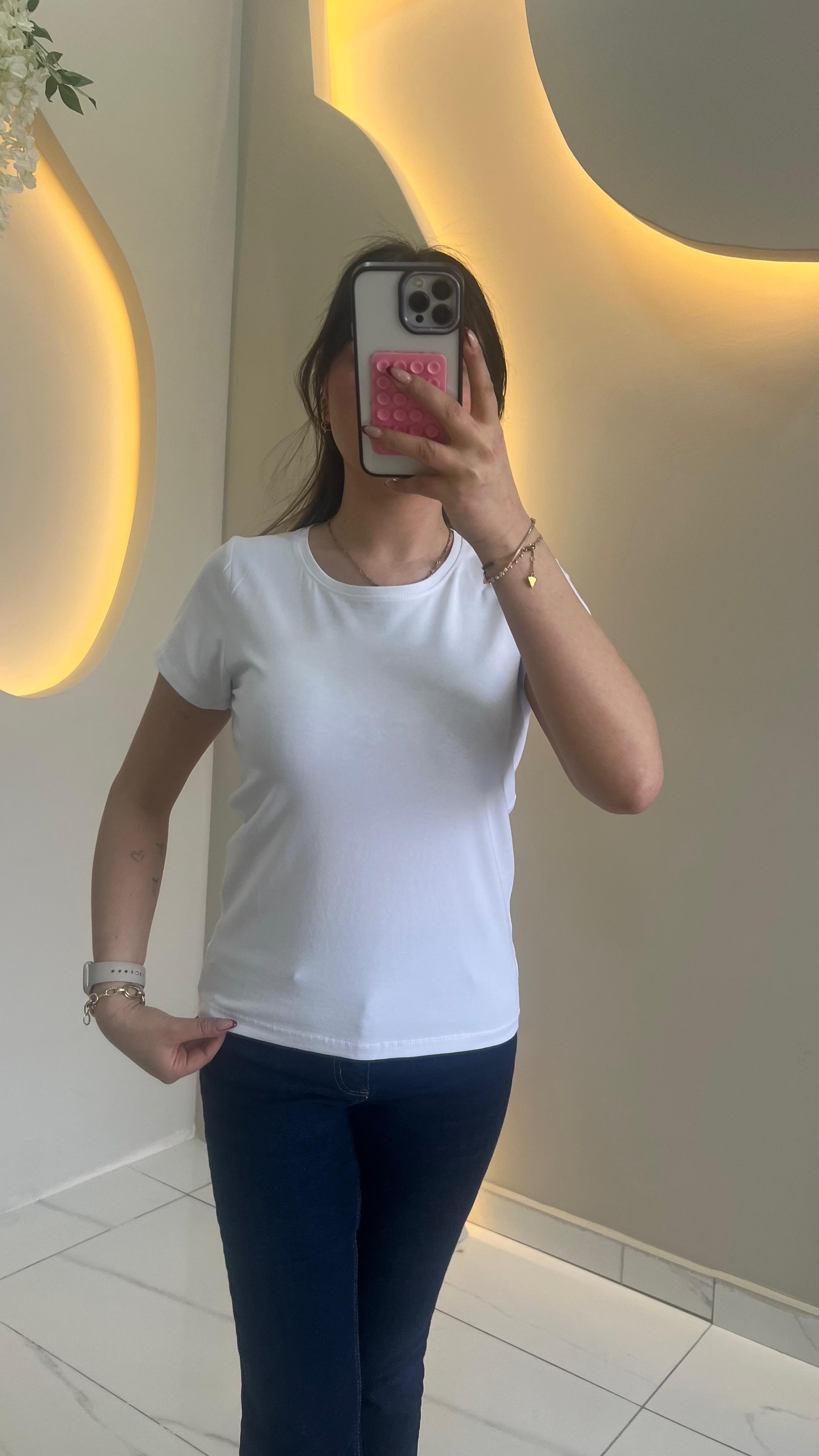 Beyaz Pamuklu Basic Tşhirt