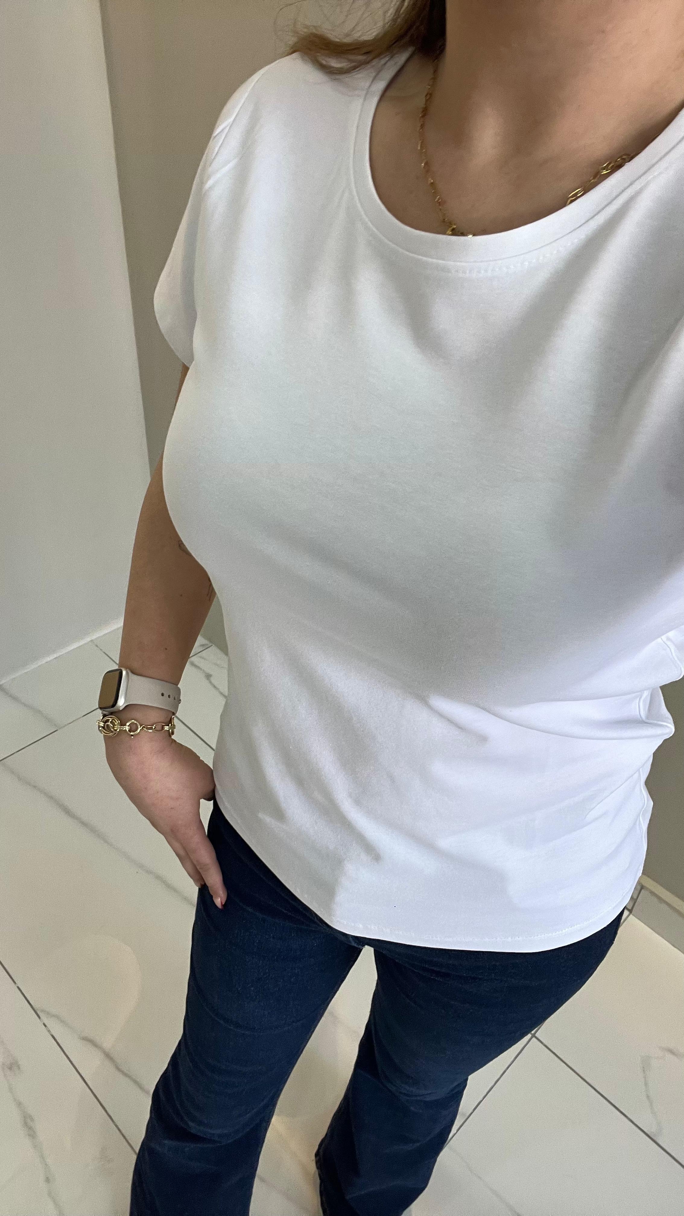 Beyaz Pamuklu Basic Tşhirt