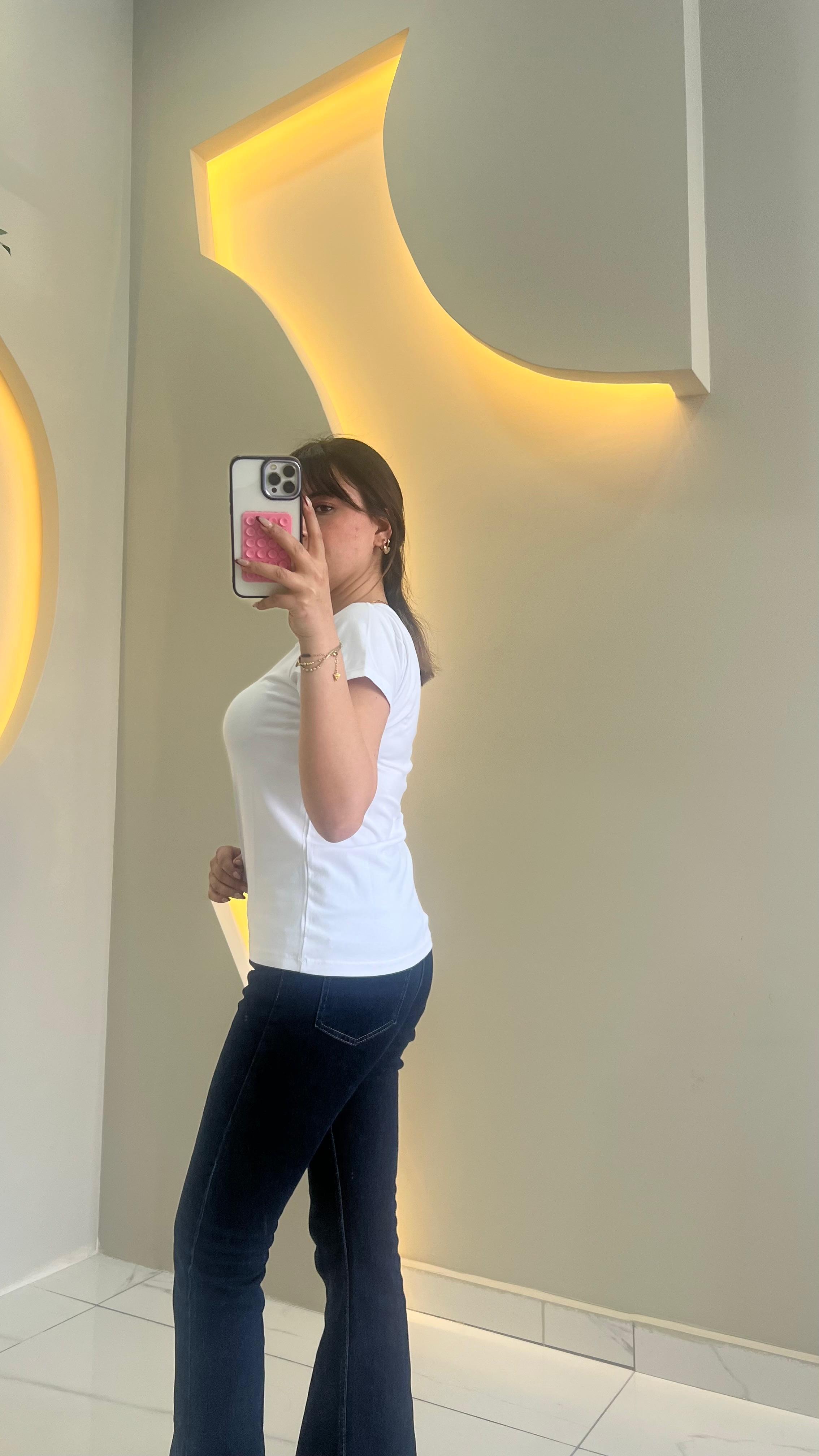 Beyaz Pamuklu Basic Tşhirt