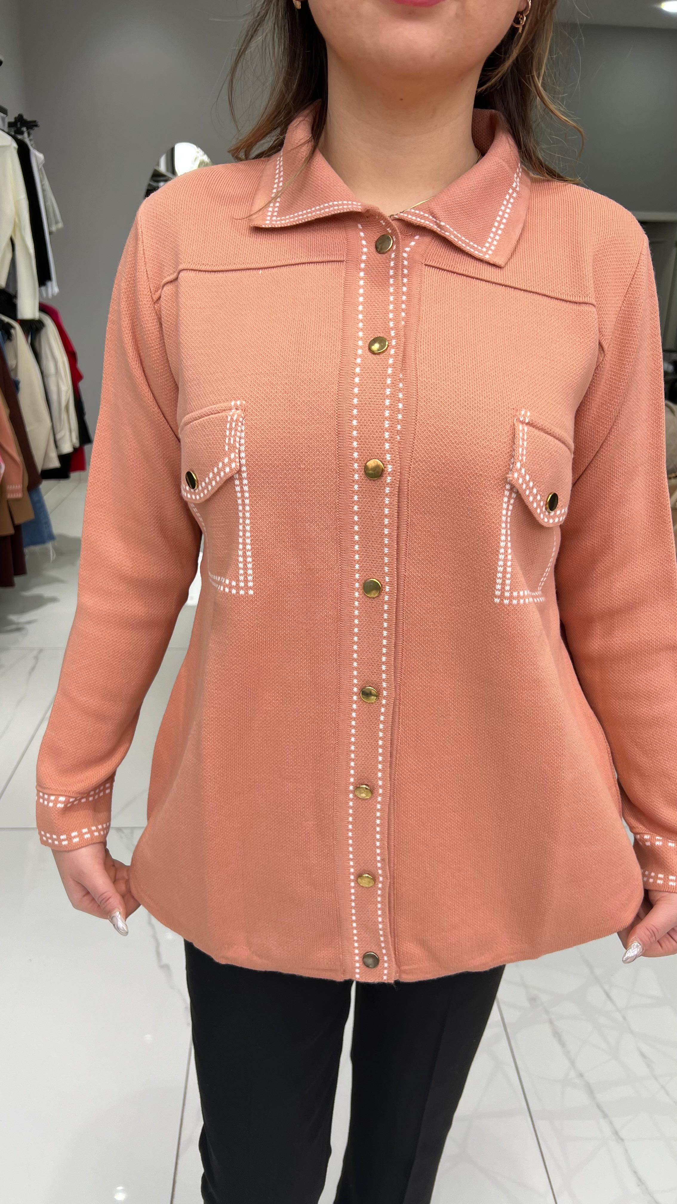 Çelik Triko Gül Kurusu Hırka 