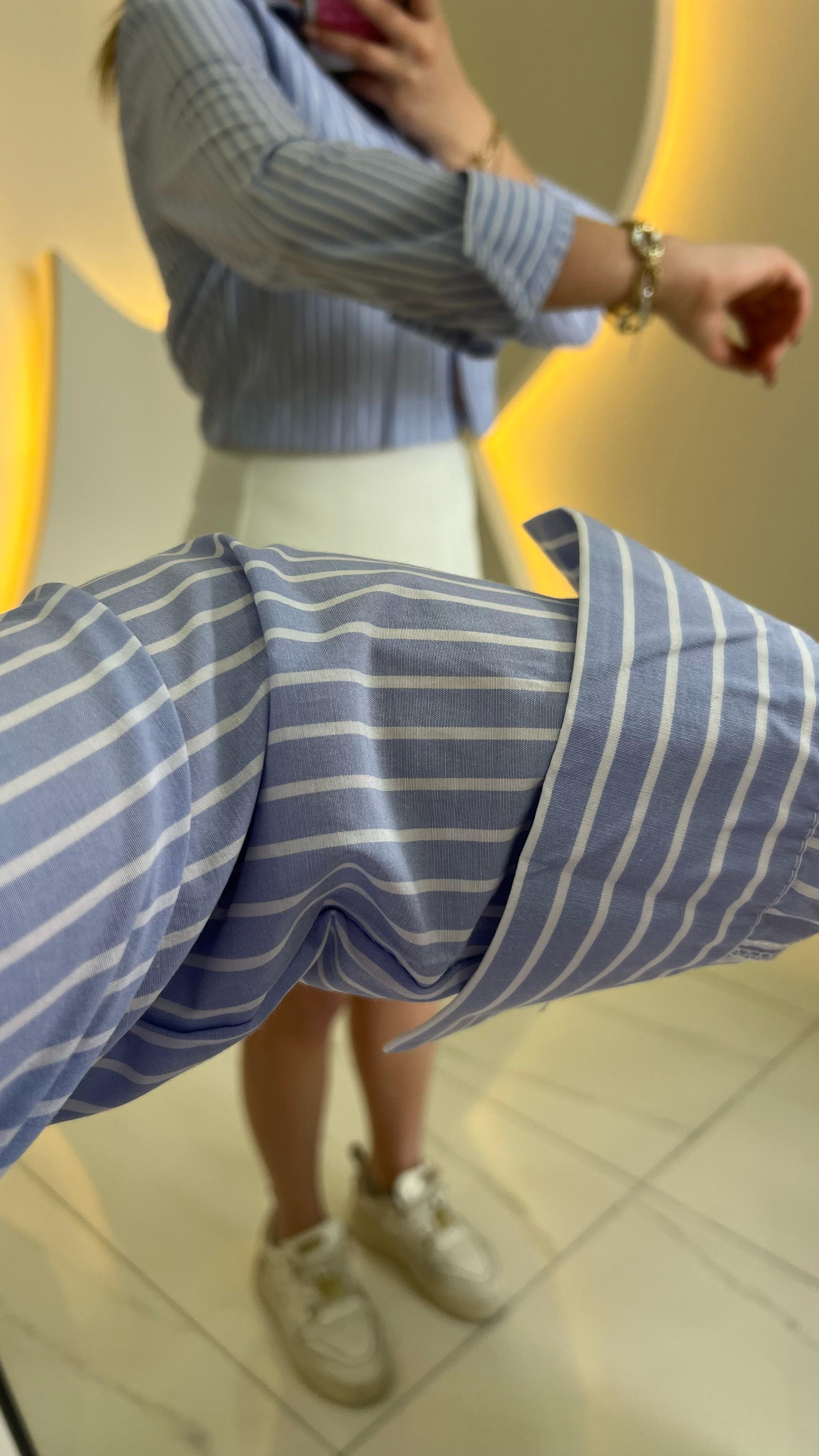 Cropped Açık Mavi Gömlek