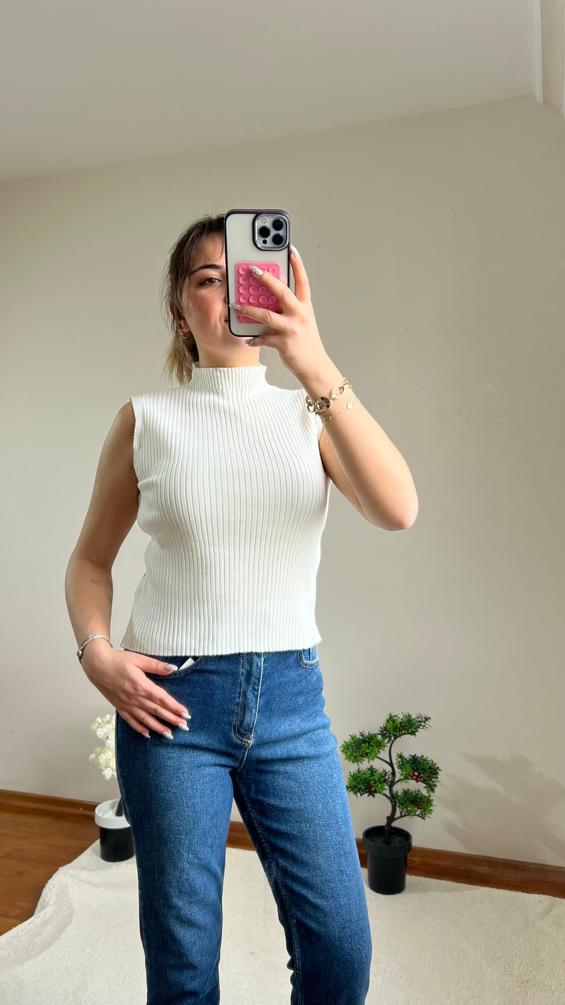 Fitilli Balıkçı Yaka Beyaz Body