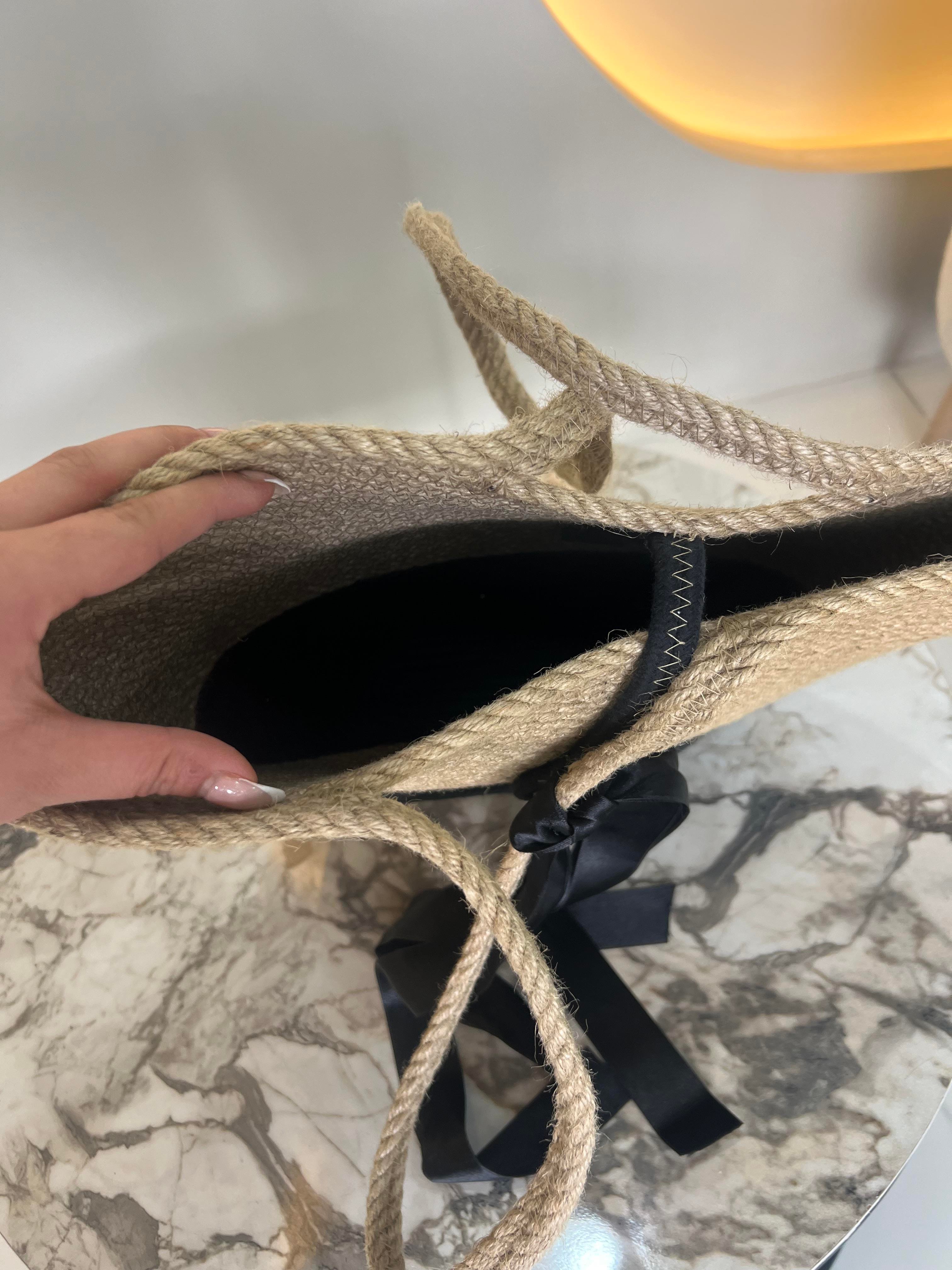 Hasır Siyah Detay Çanta 