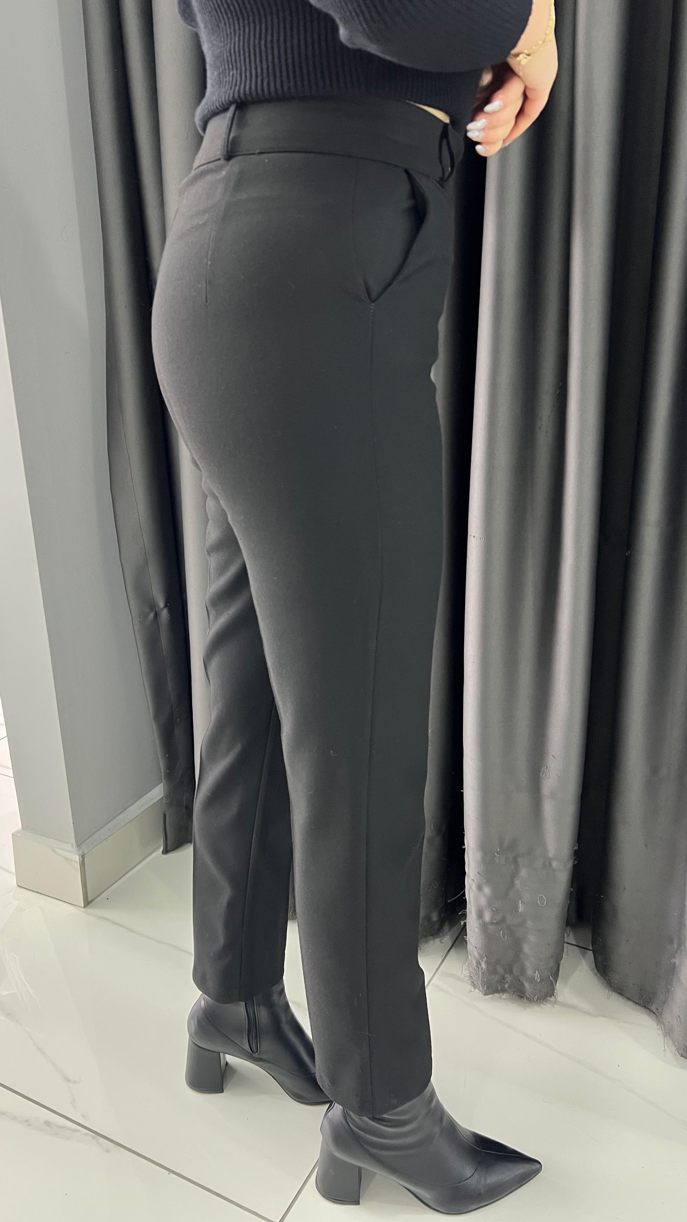 Kalem Siyah Kumaş Pantolon