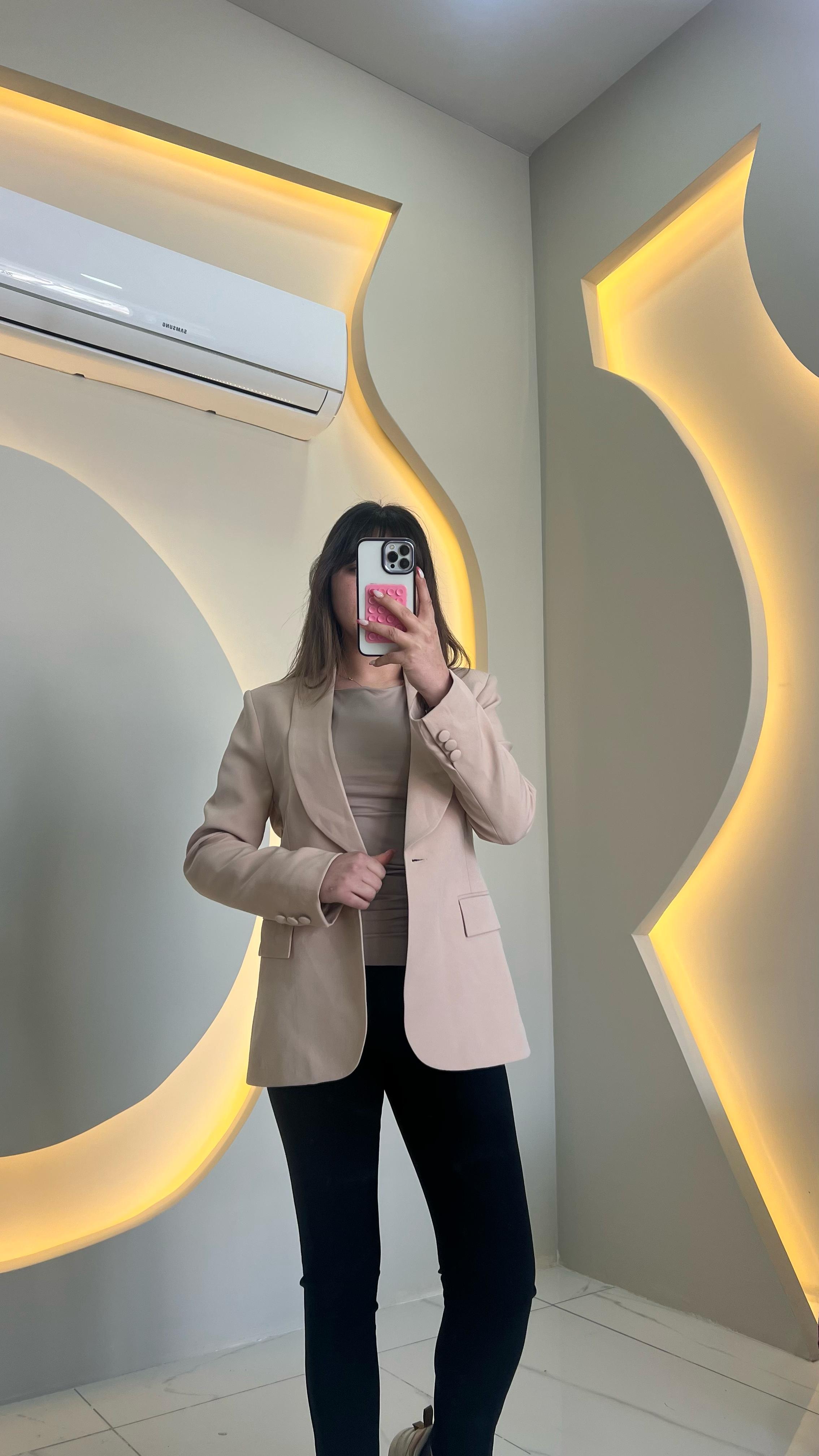 Krem Renk Blazer Ceket