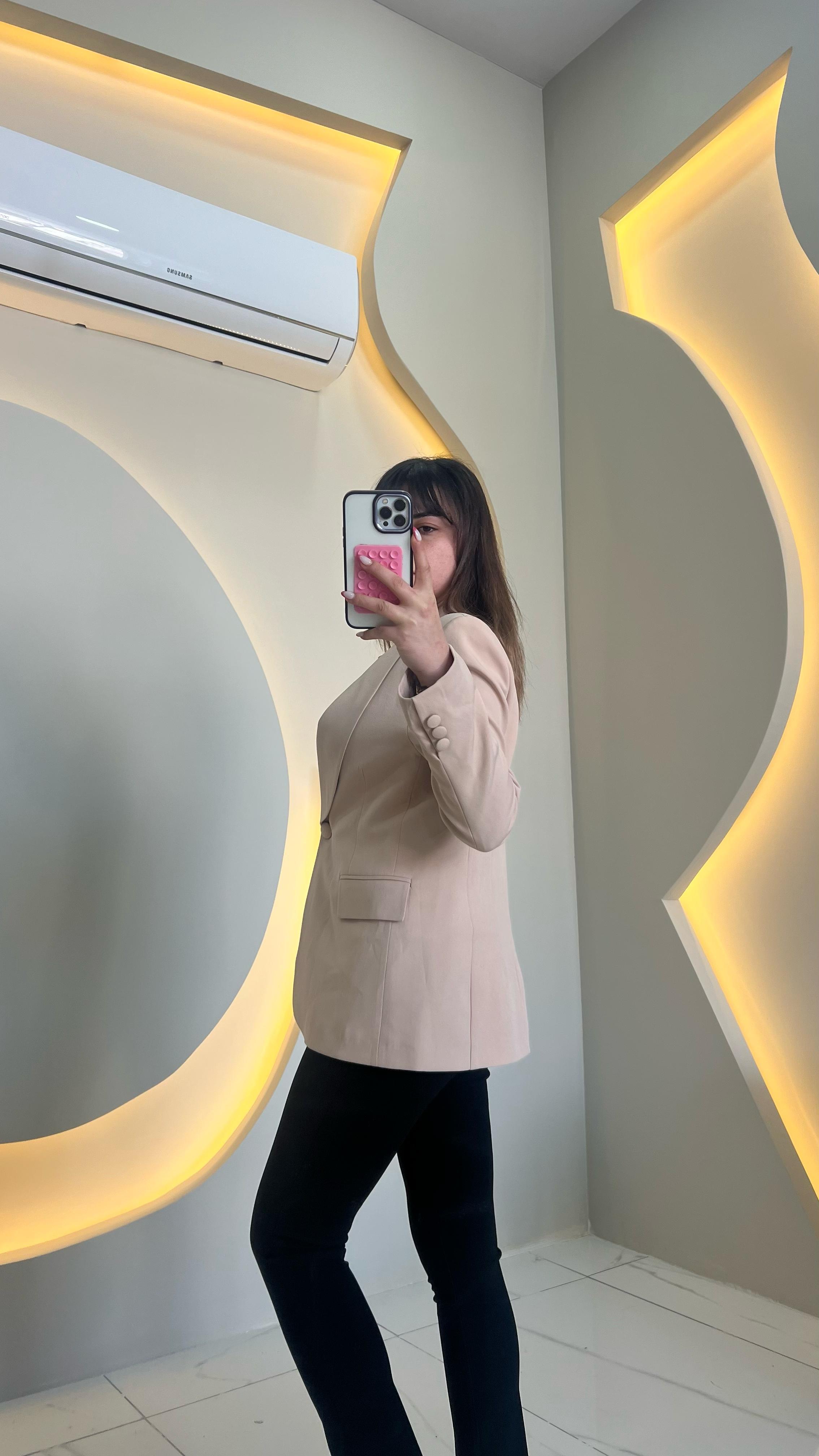 Krem Renk Blazer Ceket