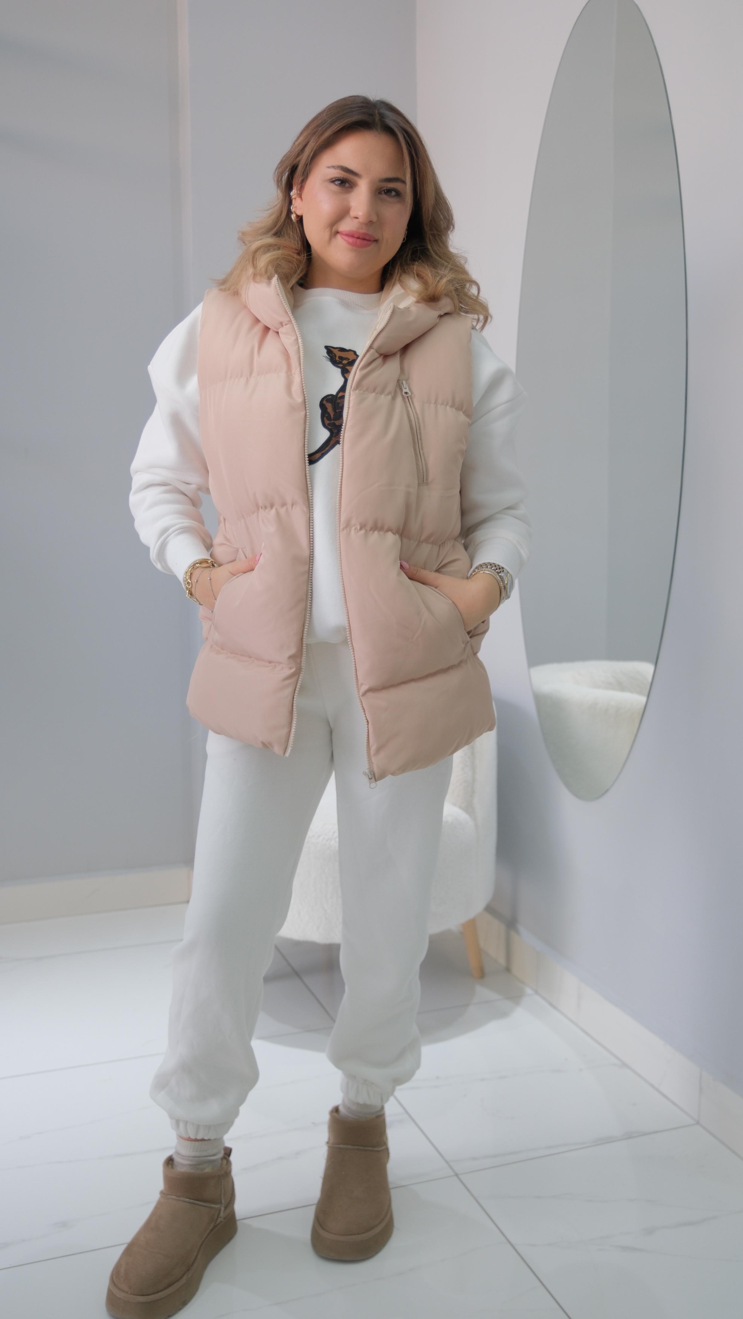 Krem Renk Şişme Yelek