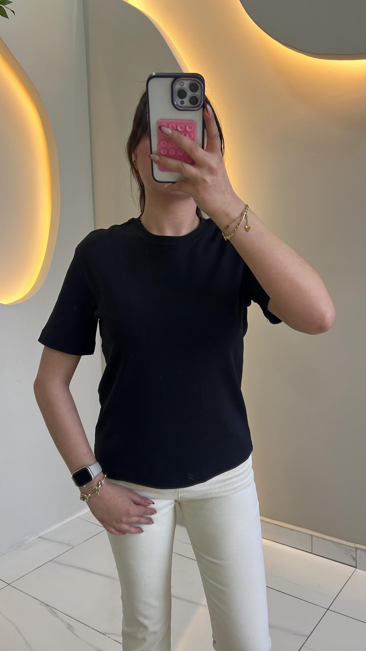 MS Siyah Pamuklu Tshirt