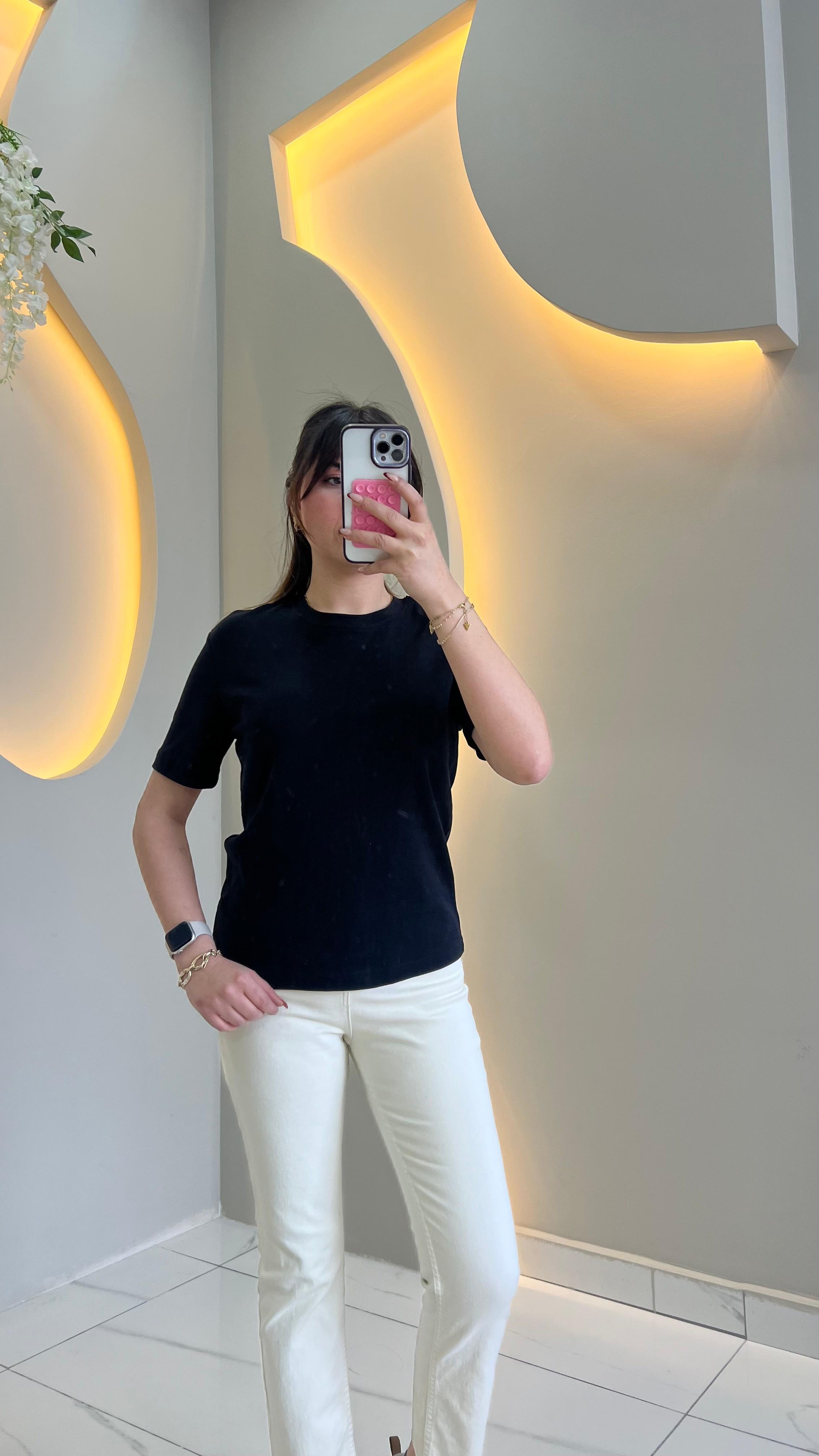 MS Siyah Pamuklu Tshirt