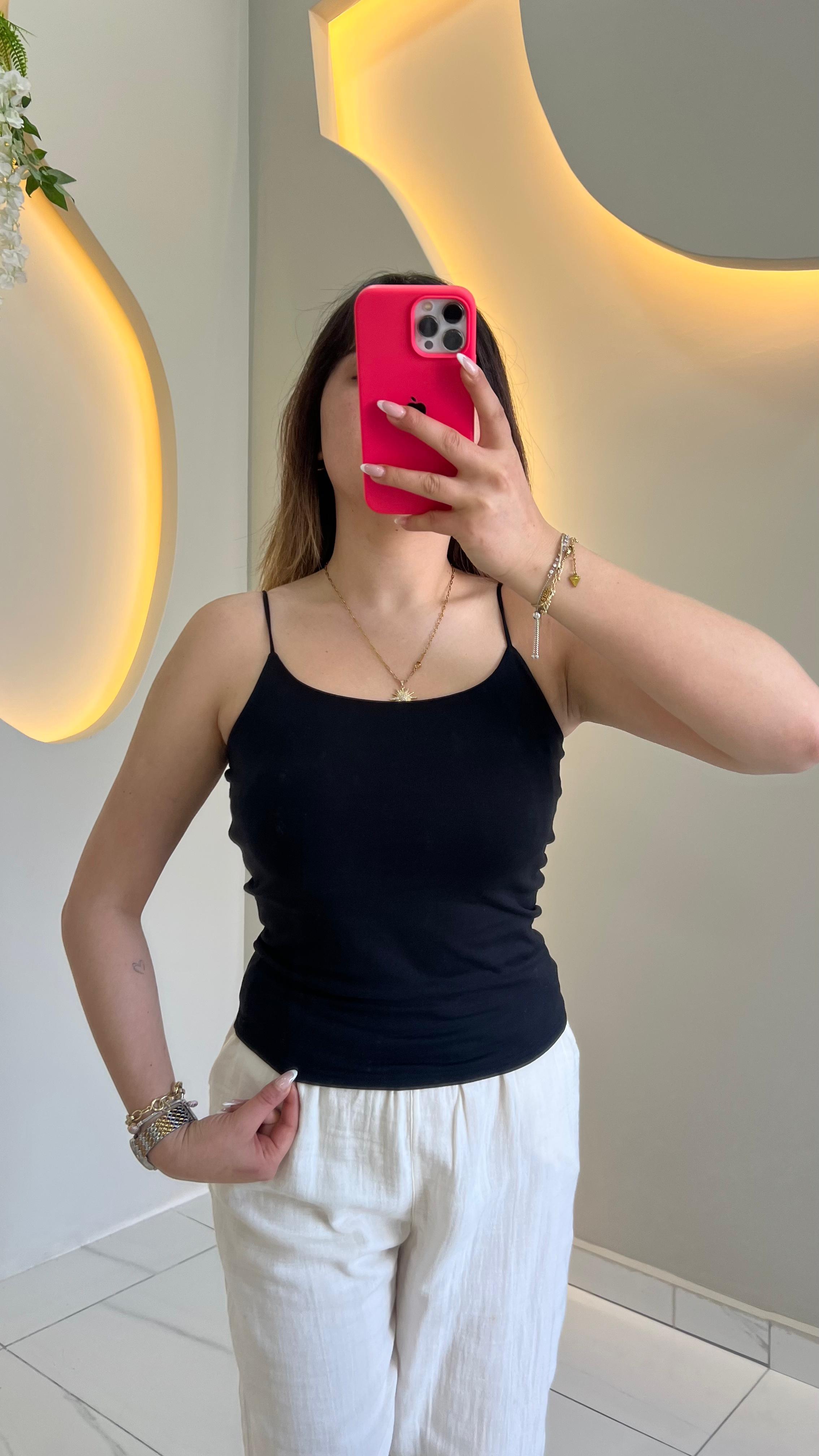 Siyah İp Askılı Basic