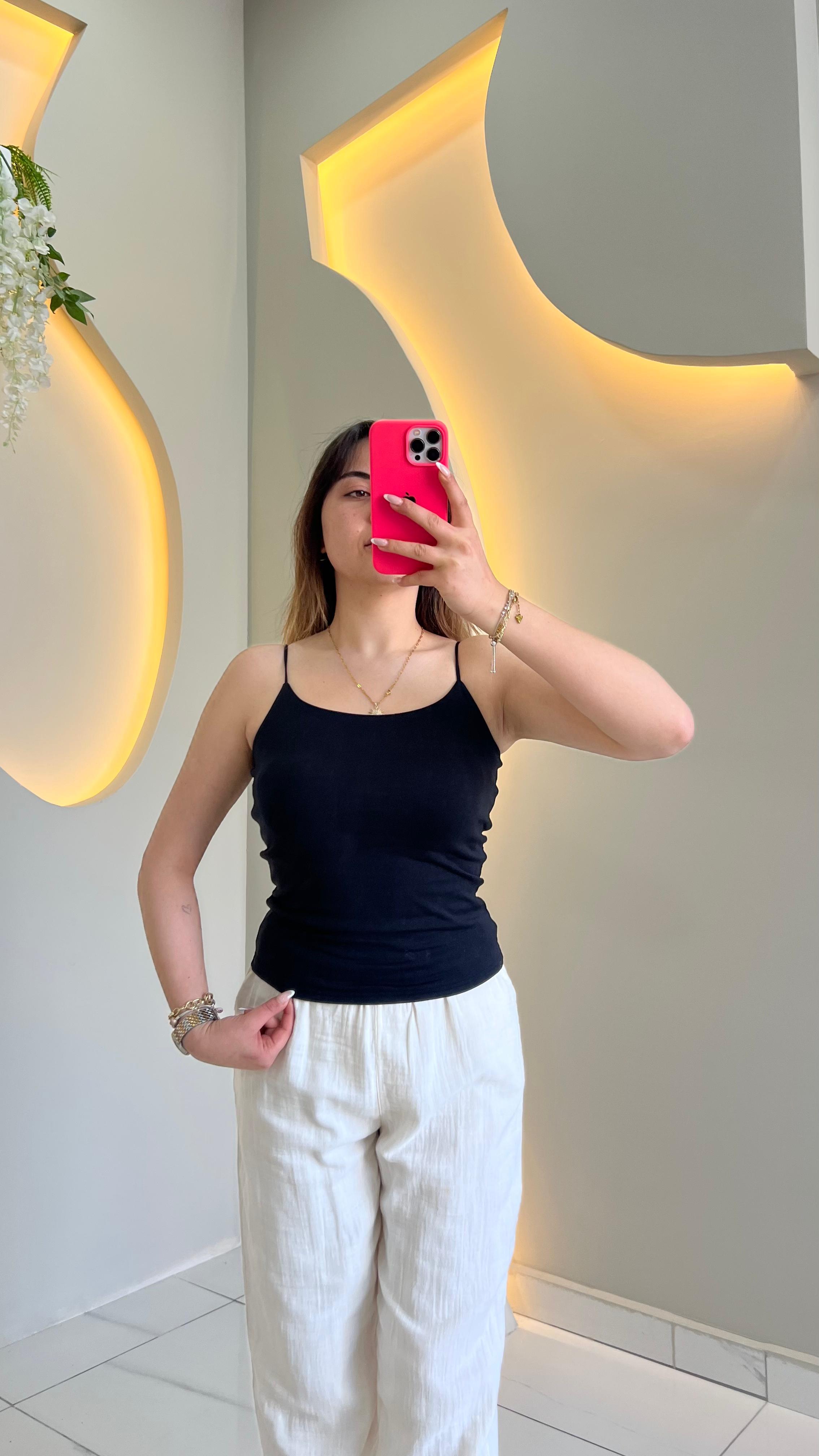 Siyah İp Askılı Basic