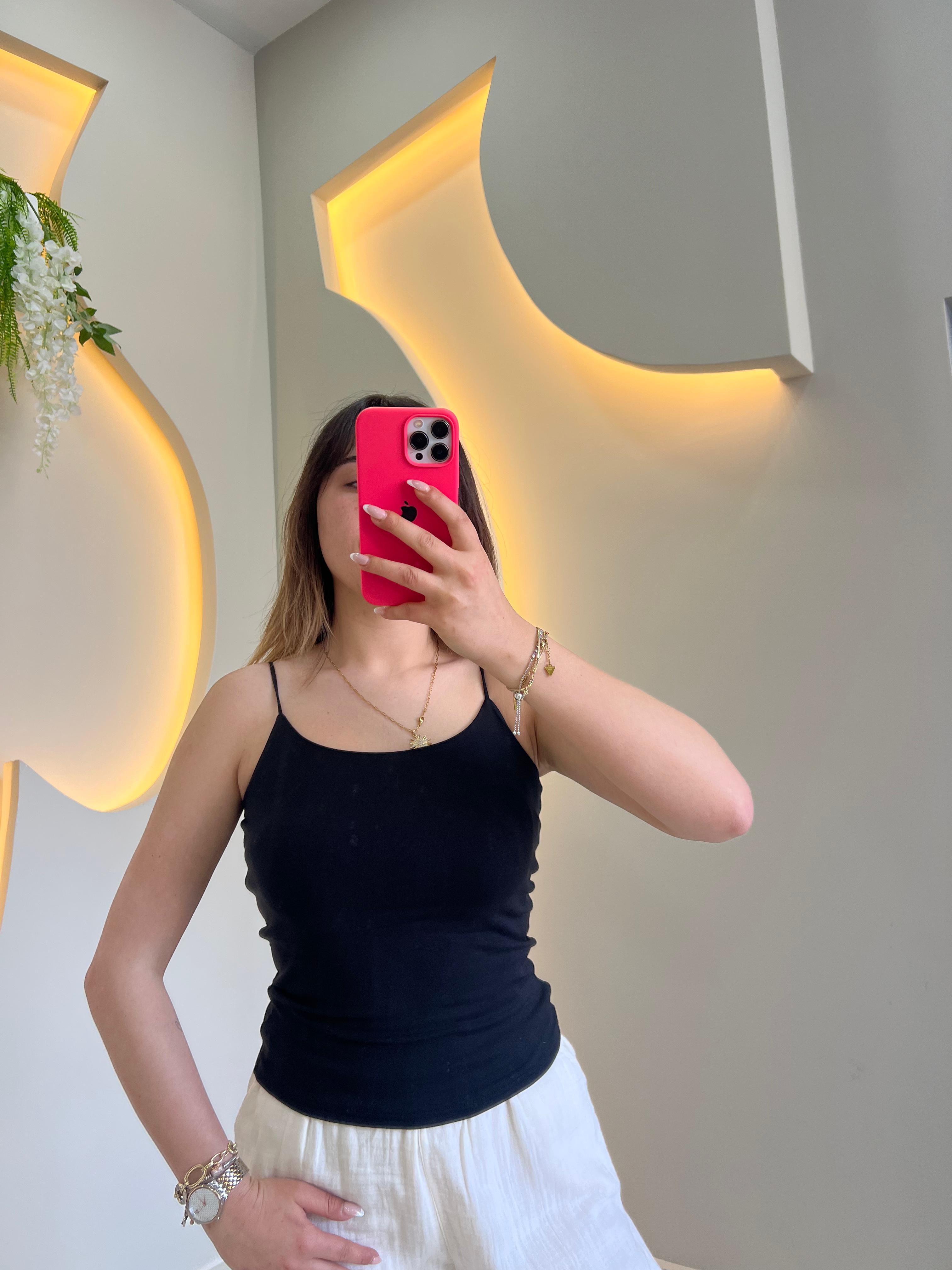 Siyah İp Askılı Basic