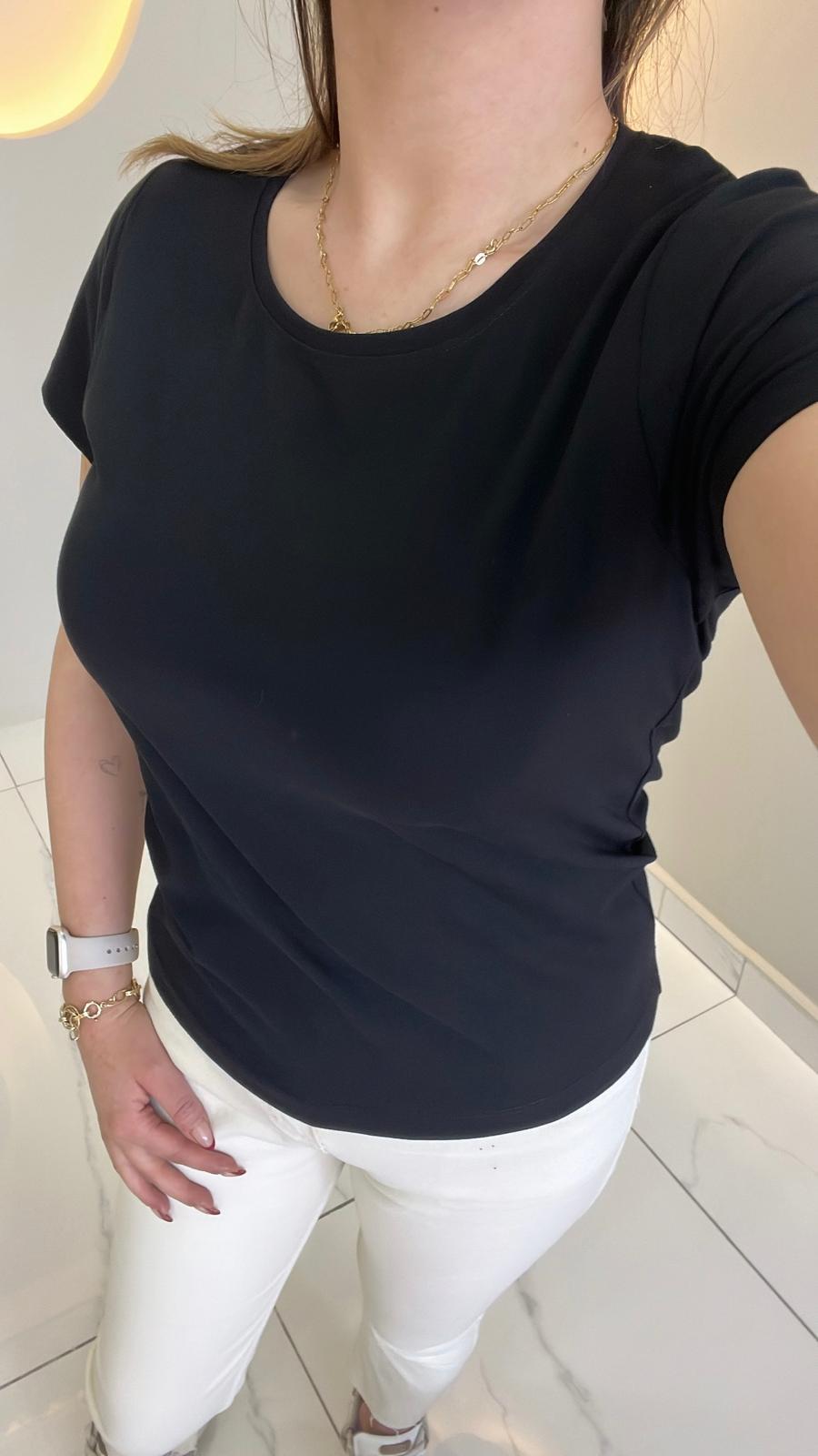 Siyah Pamuklu Basic Tshirt