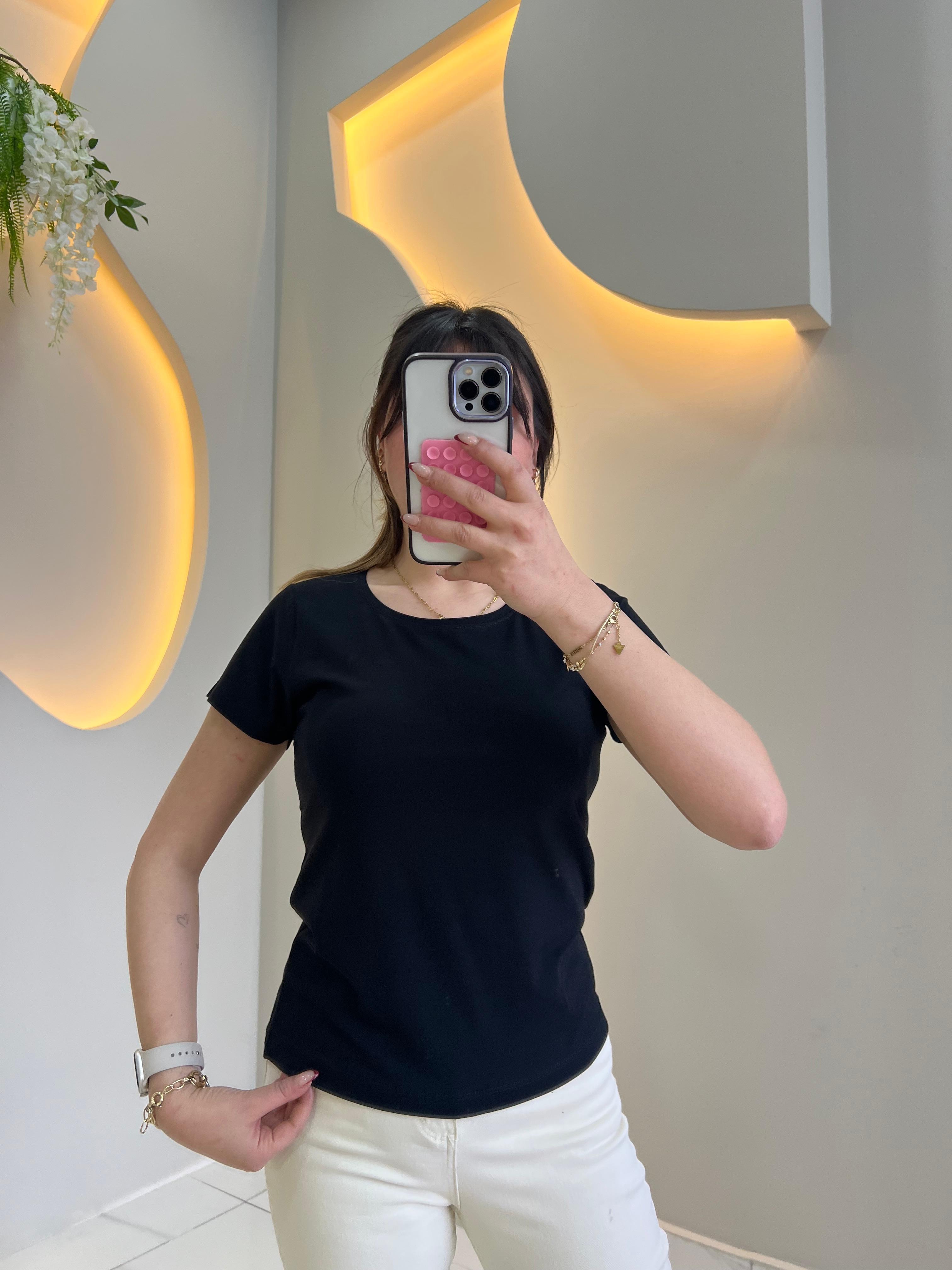 Siyah Pamuklu Basic Tshirt