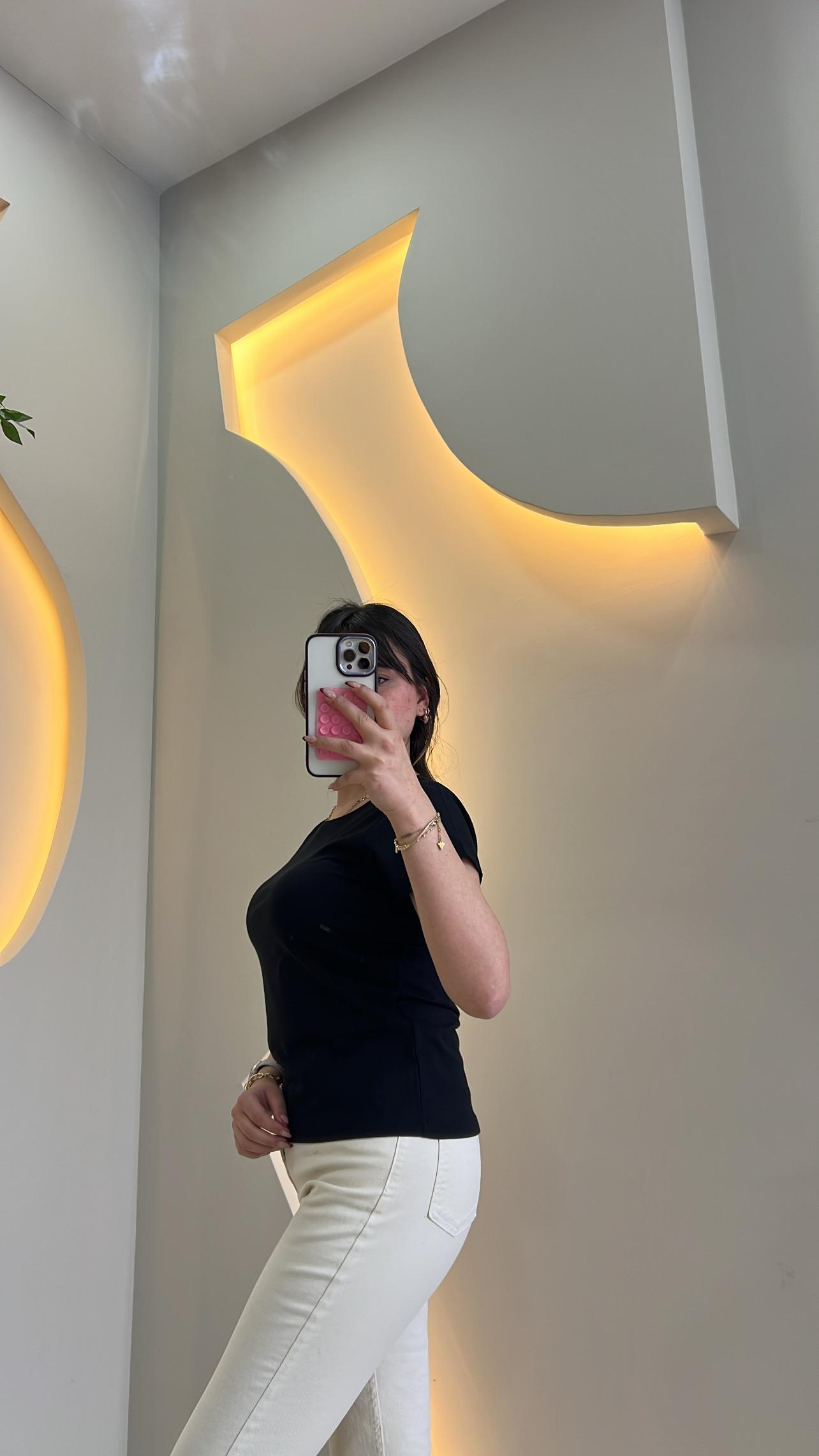 Siyah Pamuklu Basic Tshirt