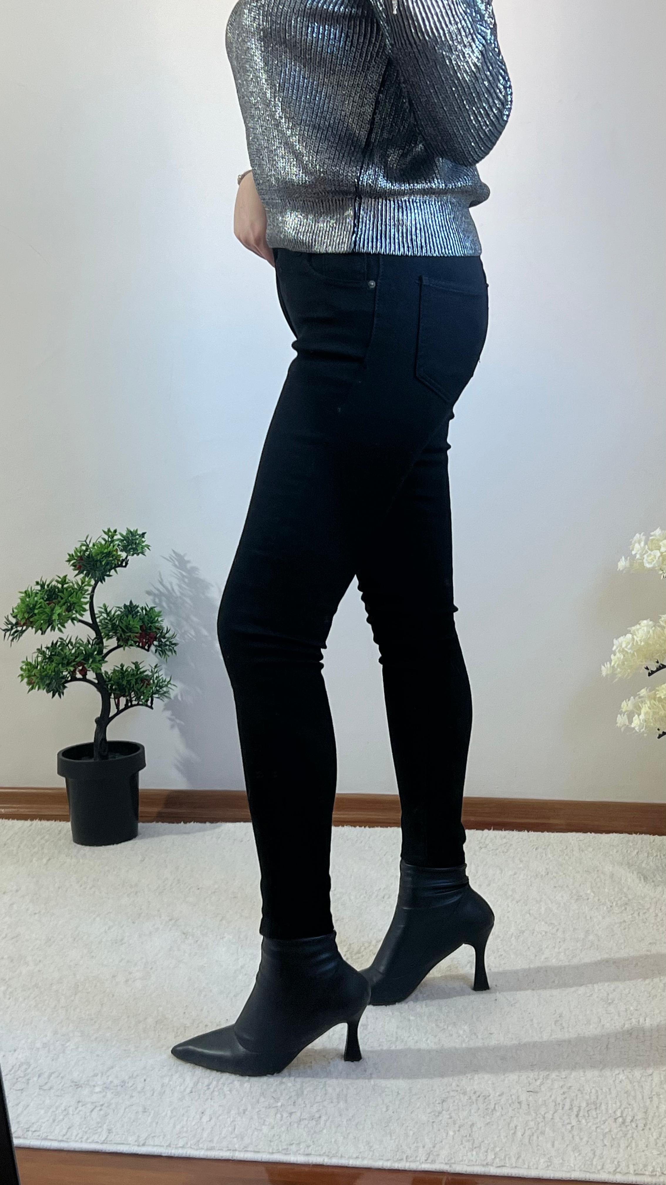 Siyah Yüksel Bel Skinny Jean