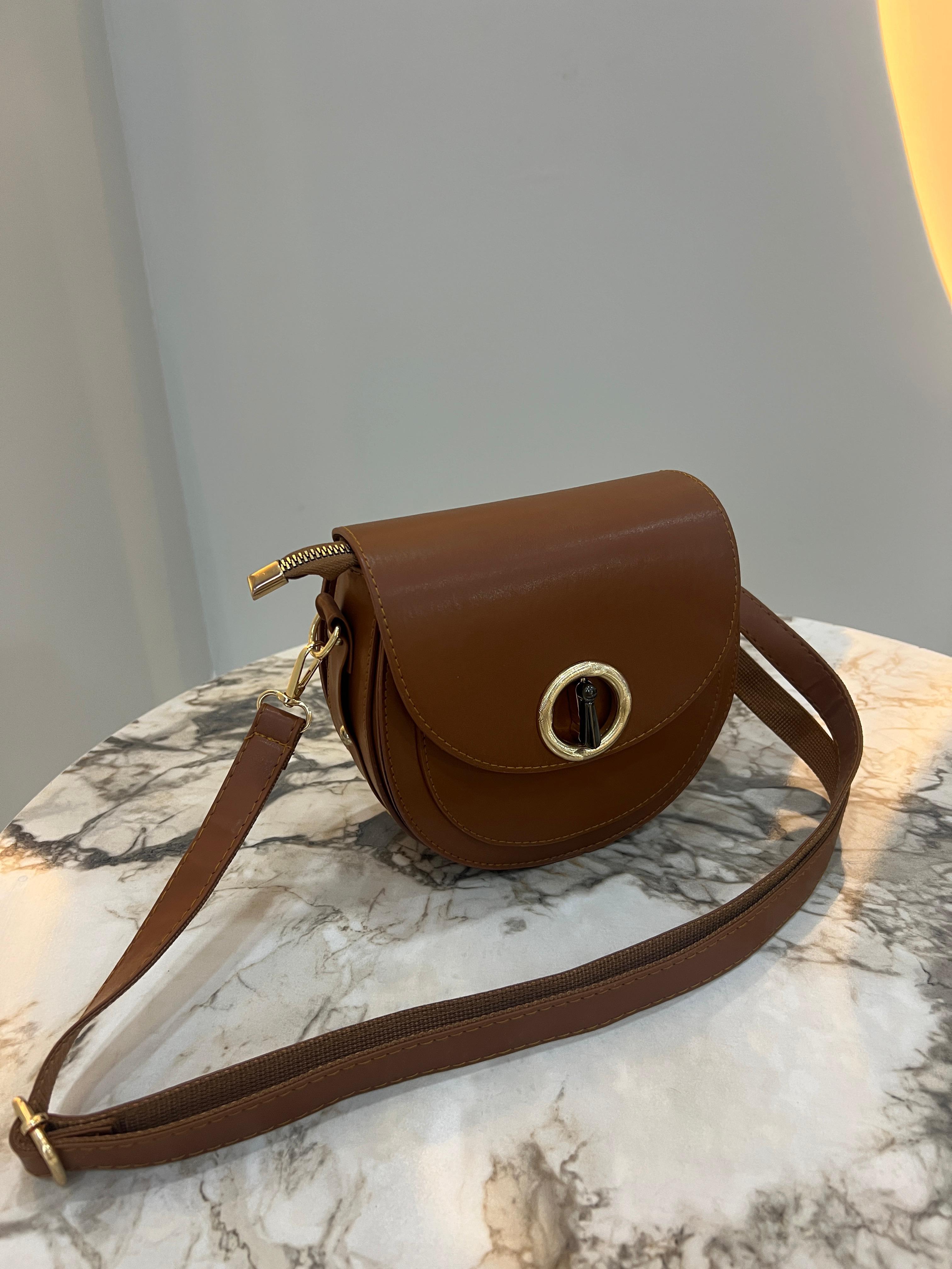 Taba Renk Ayarlanabilir Askılı Deri Omuz Çanta