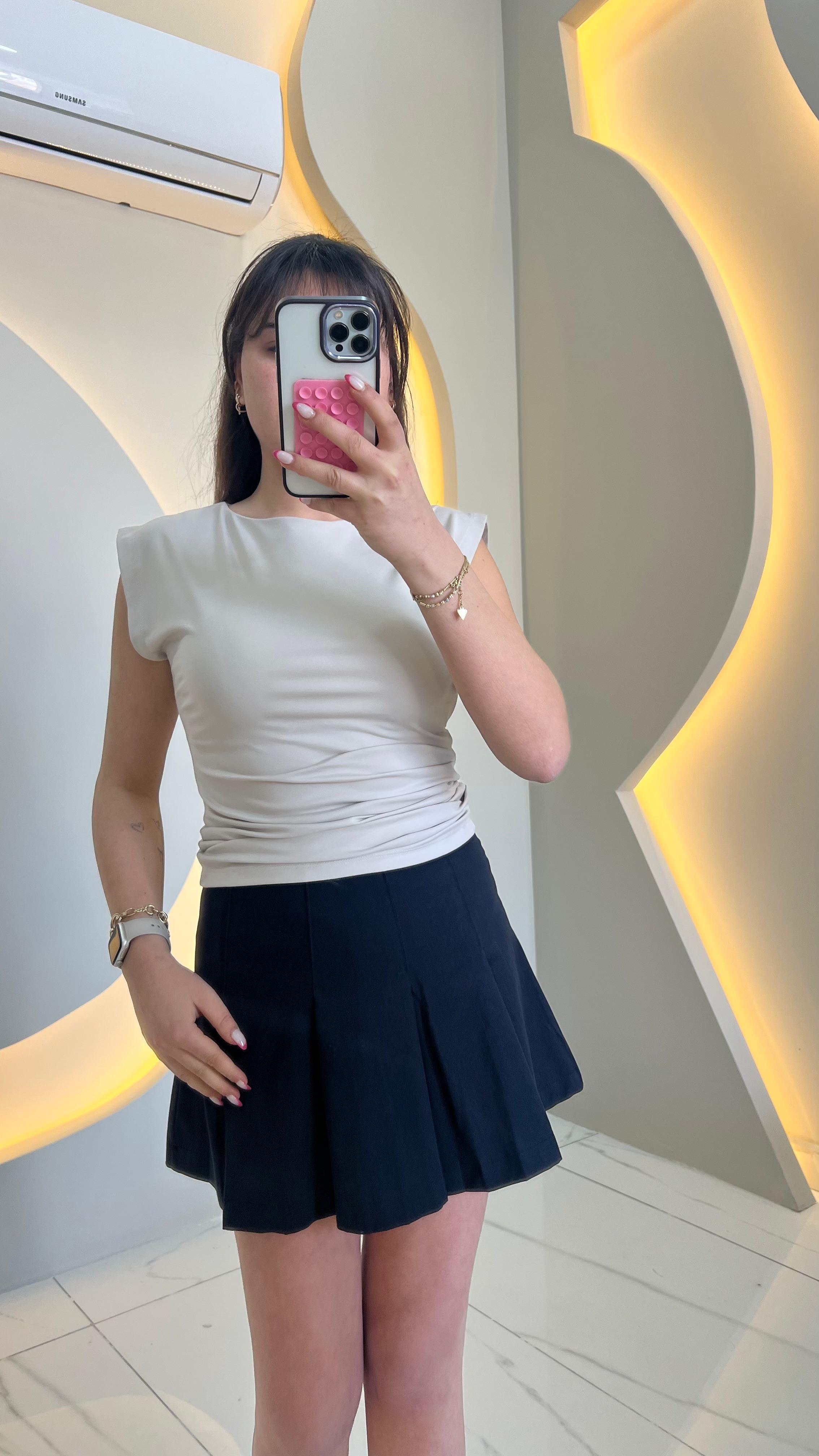 Taş Rengi Drape Detaylı Modal Body