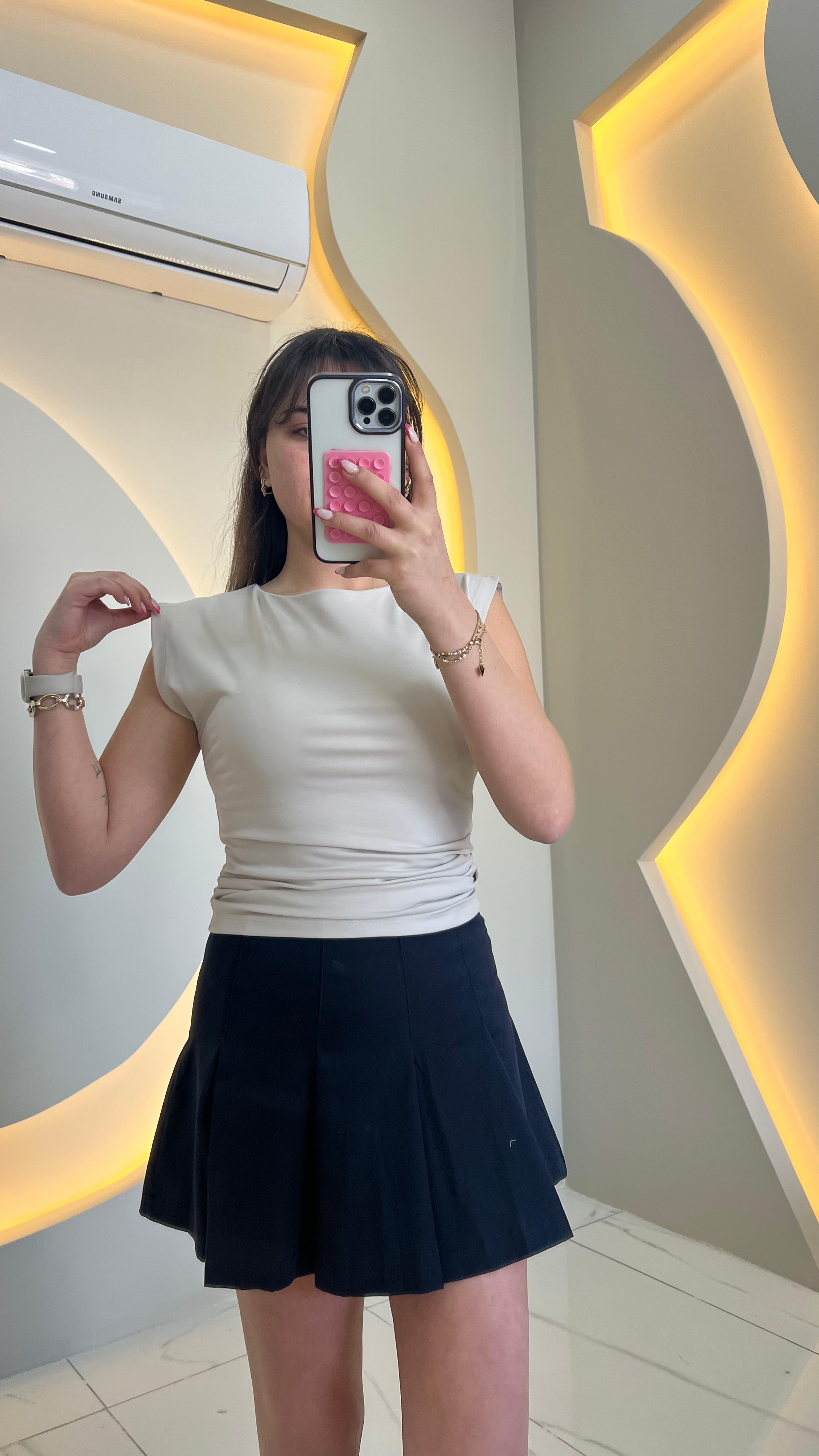 Taş Rengi Drape Detaylı Modal Body