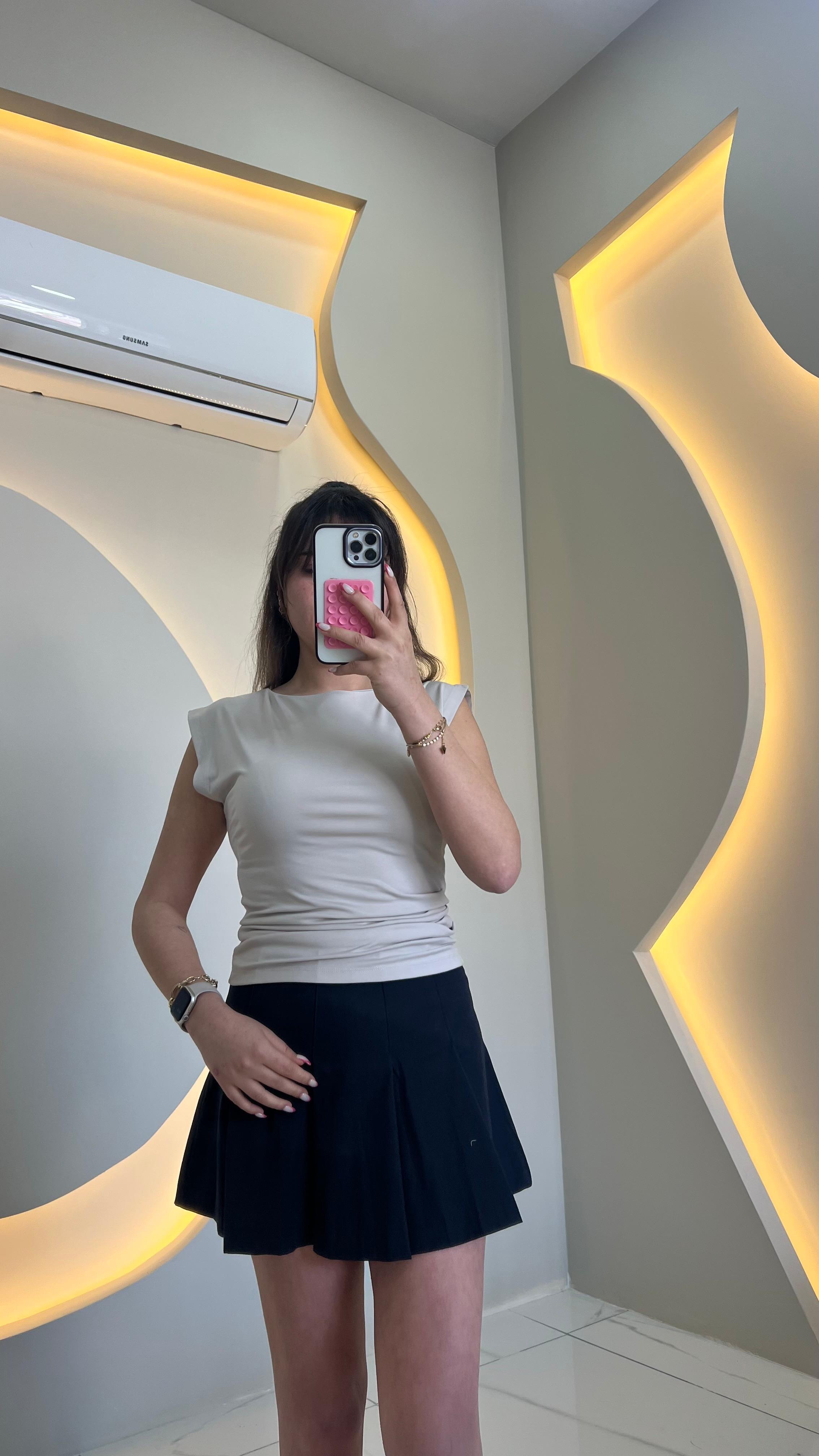 Taş Rengi Drape Detaylı Modal Body