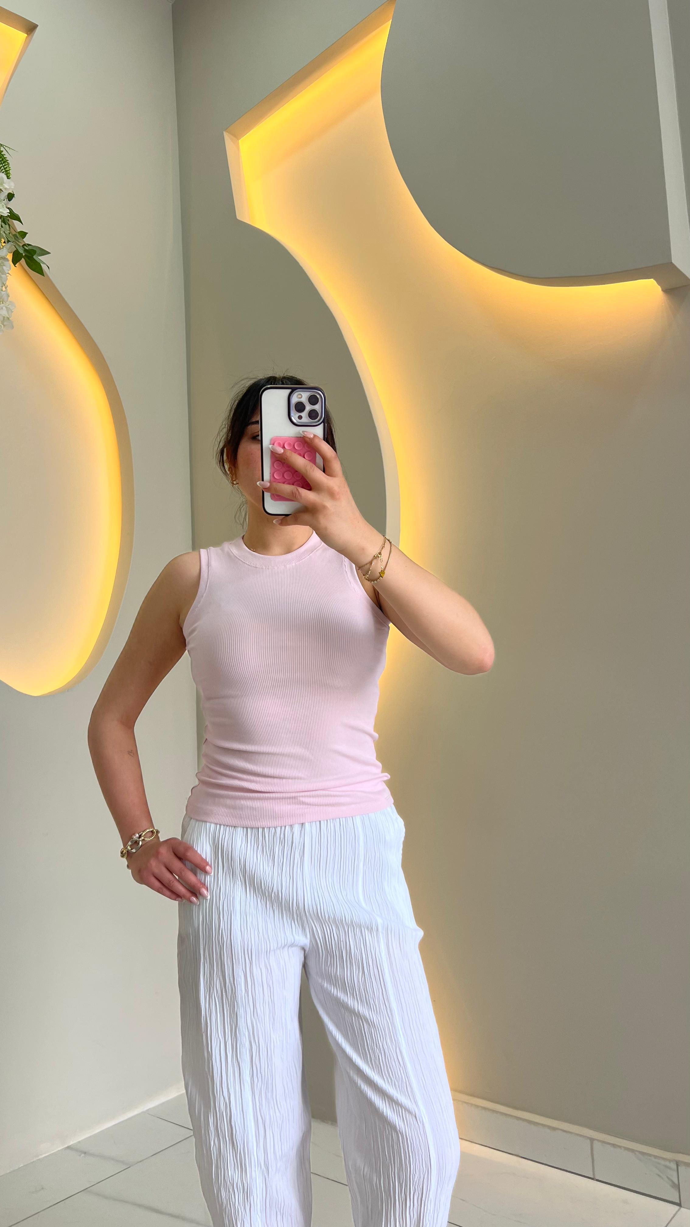 Uçuk Pembe Halter Yaka Body