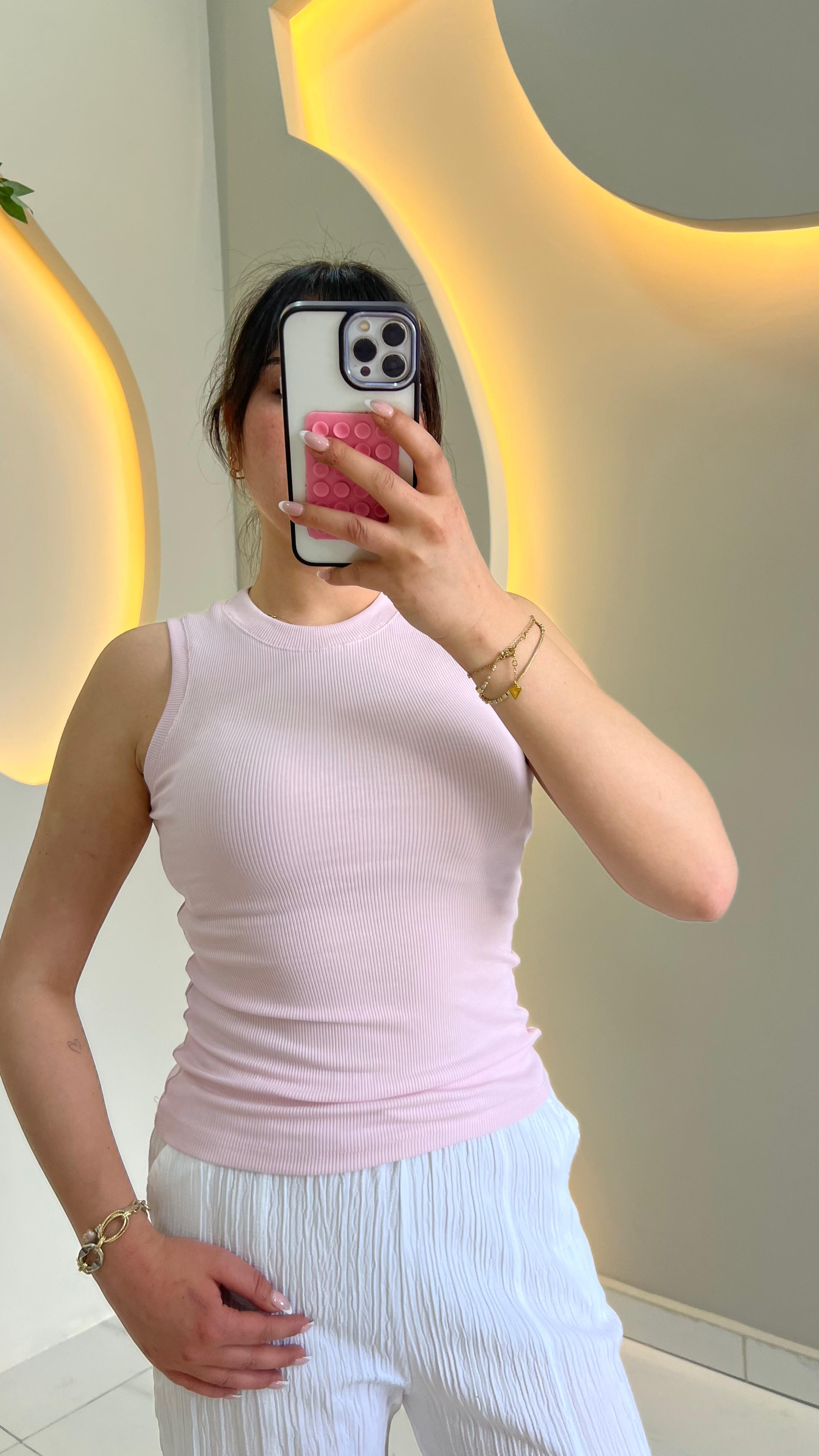 Uçuk Pembe Halter Yaka Body