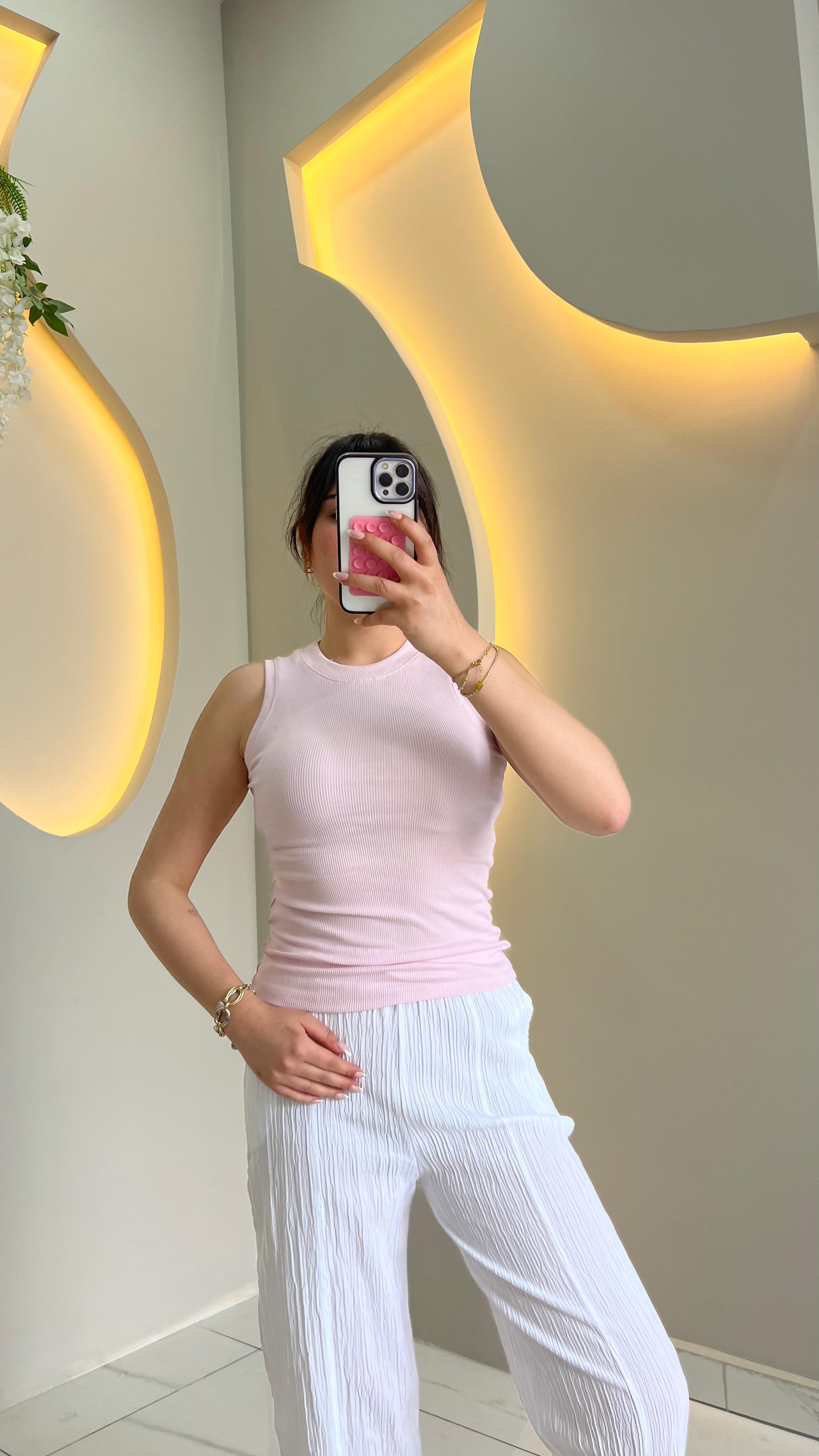 Uçuk Pembe Halter Yaka Body