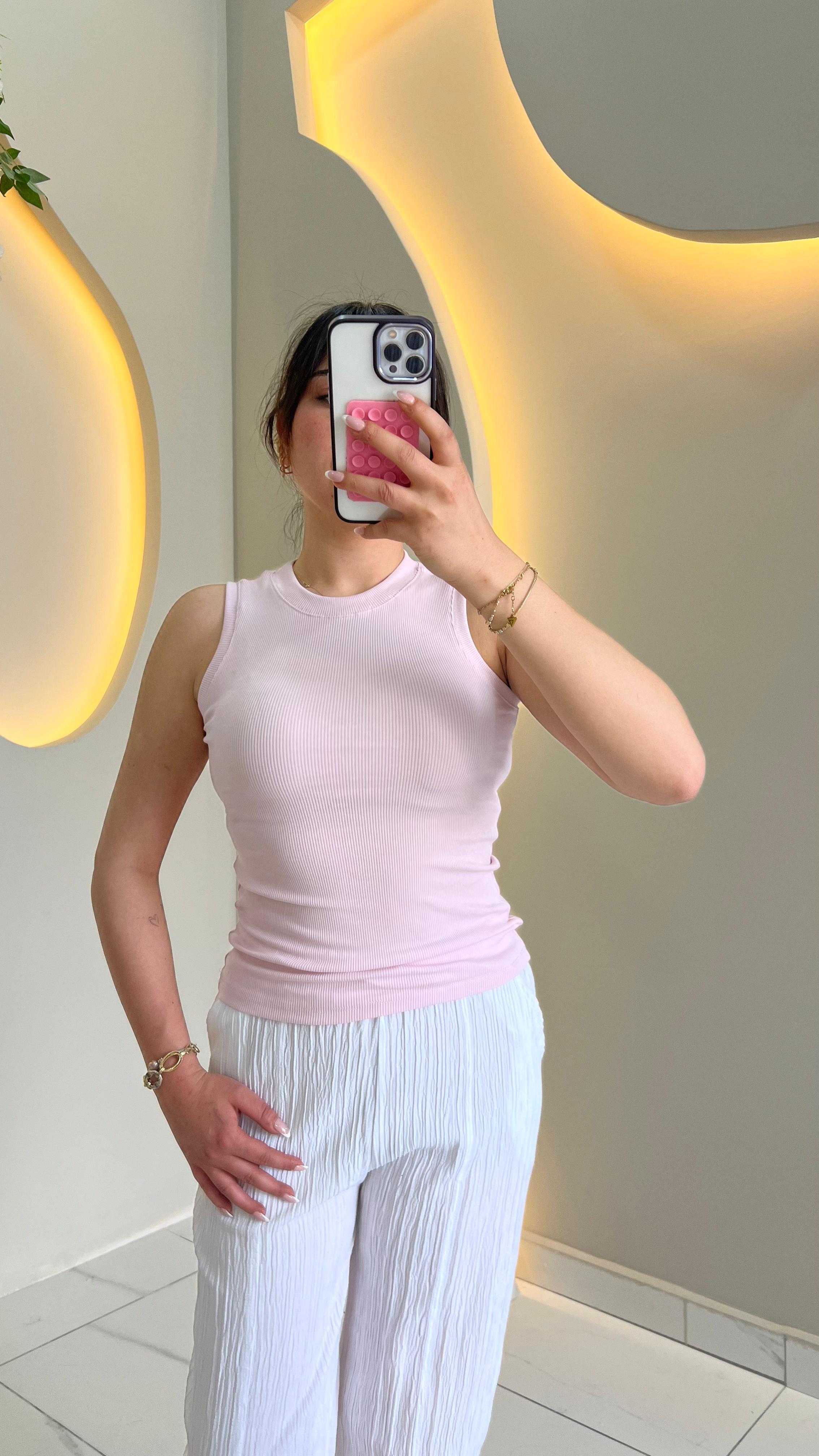 Uçuk Pembe Halter Yaka Body