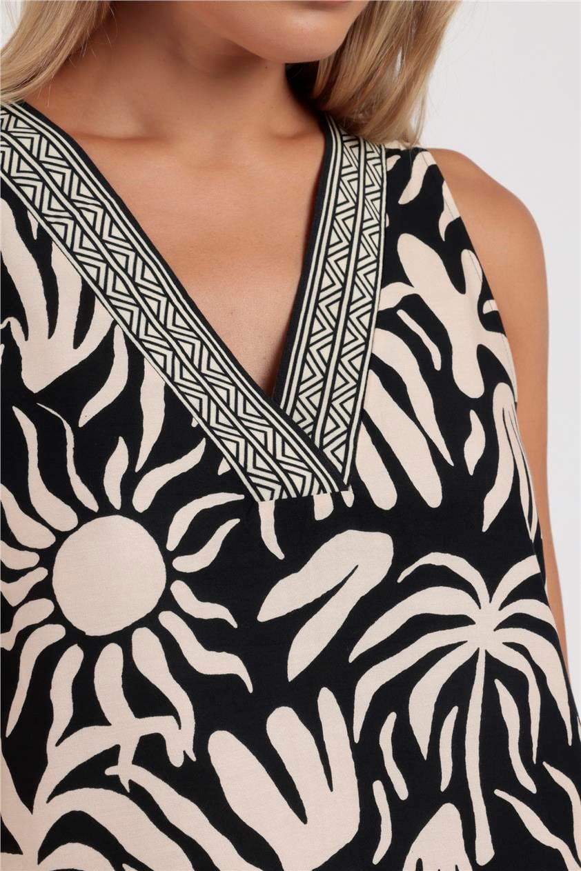 Admas Vestido Sin Mangas Sun Summer V A Kadın Plaj Elbisesi Siyah