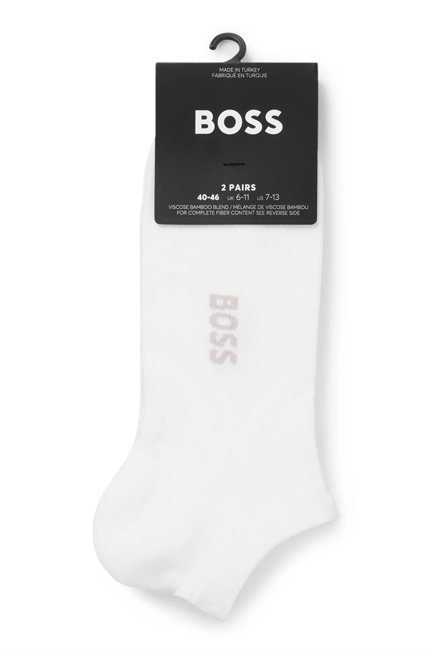 BOSS 2P As Logo Bamboo Erkek 2li Çorap Beyaz
