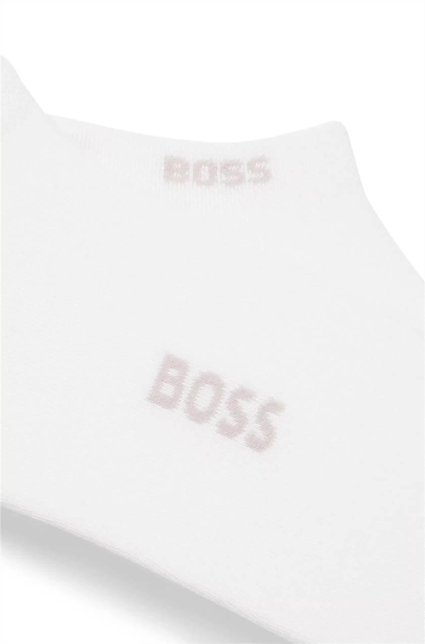 BOSS 2P As Logo Bamboo Erkek 2li Çorap Beyaz