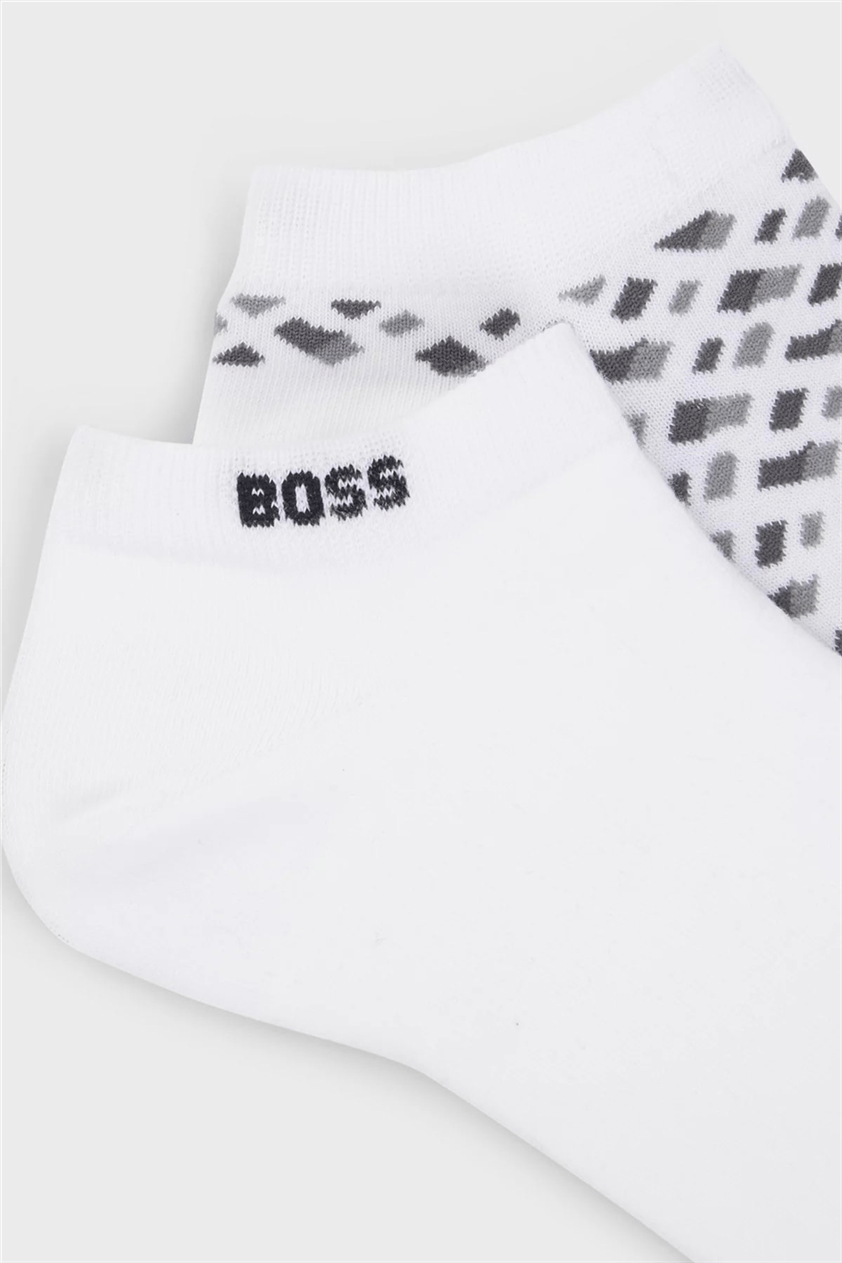 BOSS 2P As Monogram Cc Erkek 2li Çorap Beyaz