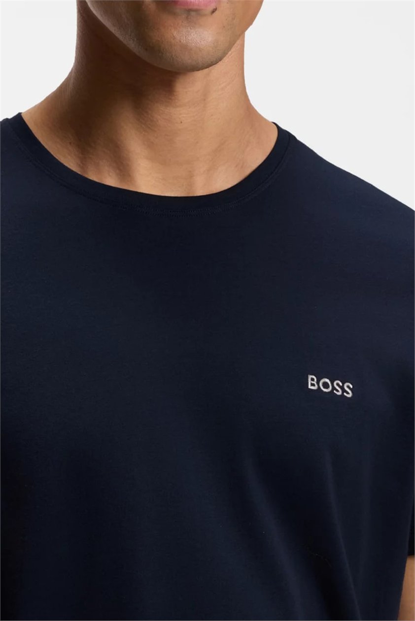 Boss Erkek Bisiklet Yaka T-Shirt Mavi
