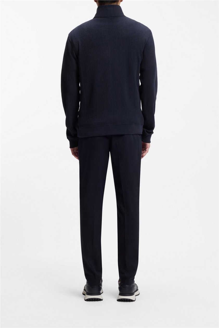 BOSS Structure 1/4 Zip Erkek Fermuarlı Sweatshirt Mavi