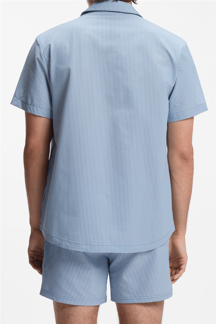 Boss Velvetfish Shirt Erkek Bisiklet Yaka T-Shirt Mavi