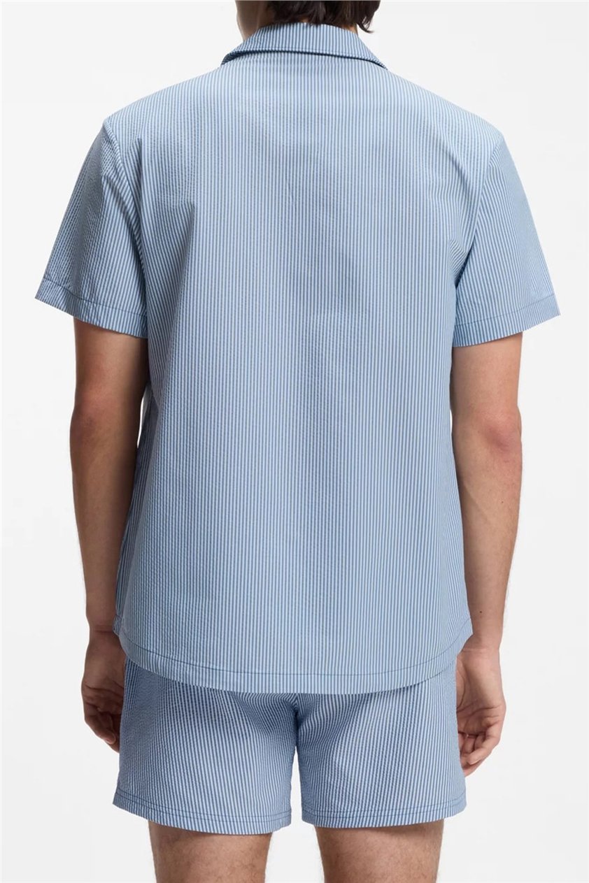 Boss Velvetfish Shirt Erkek Bisiklet Yaka T-Shirt Mavi