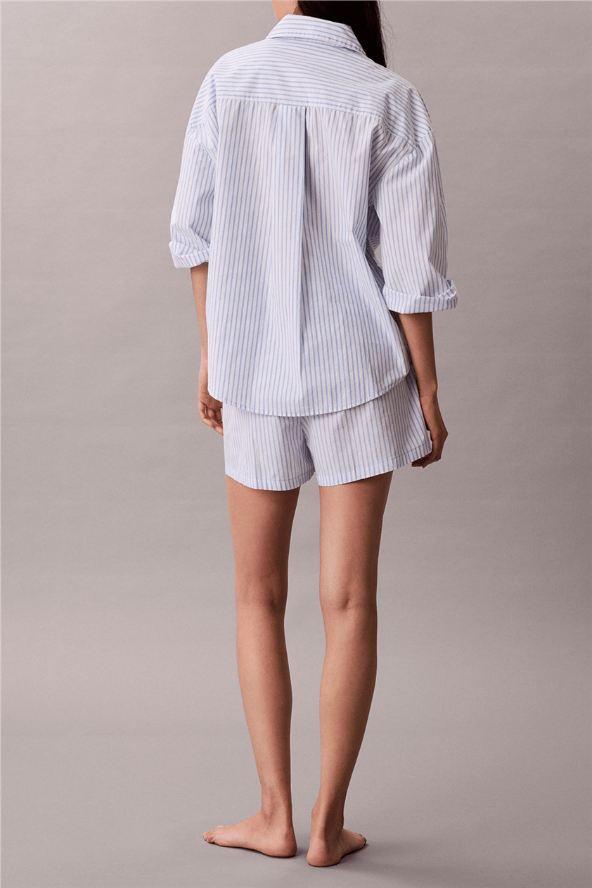 Calvin Klein Covered Wb Poplin Sh Kadın Pijama Altı Mavi