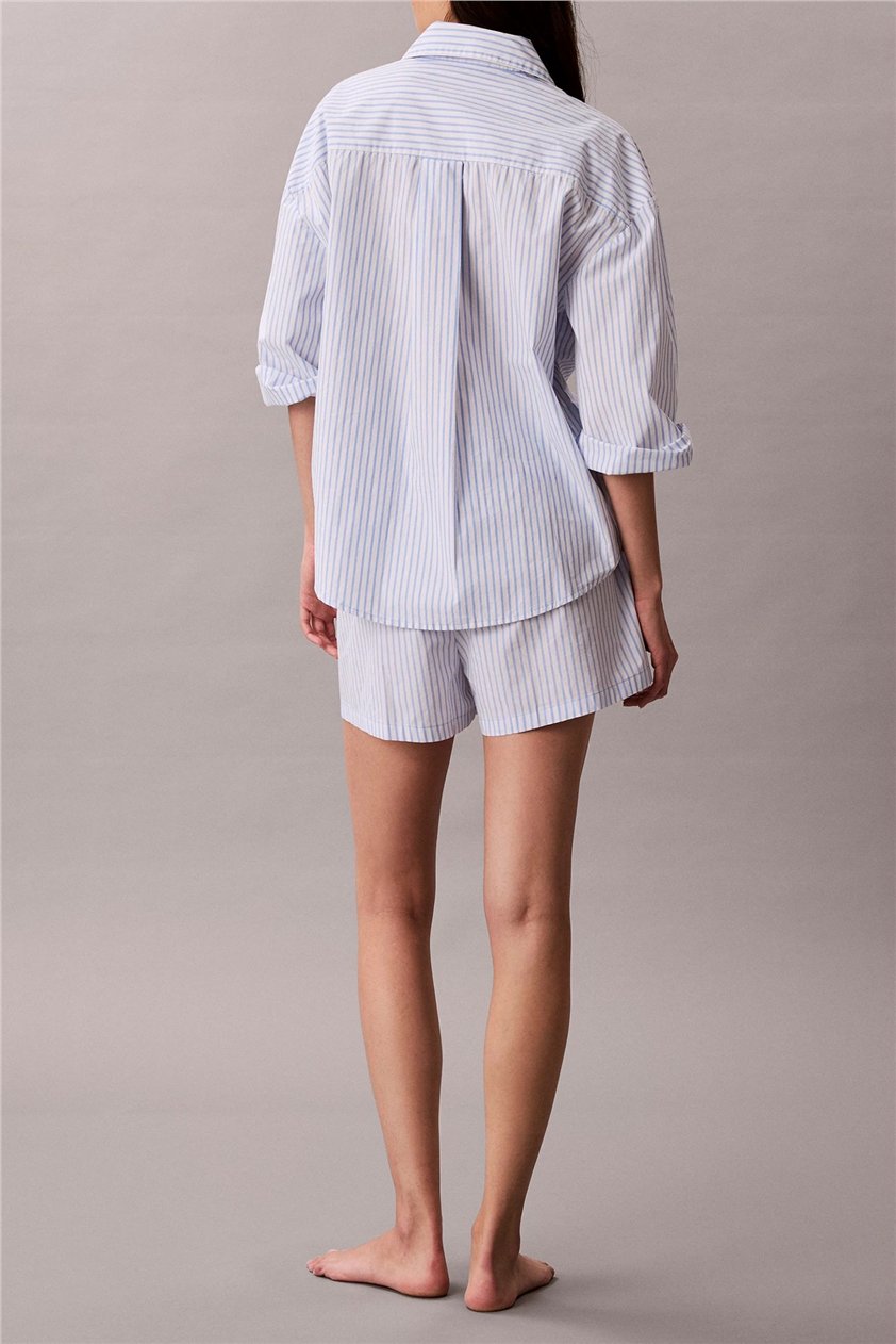 Calvin Klein Covered Wb Poplin Sh Kadın Pijama Altı Mavi