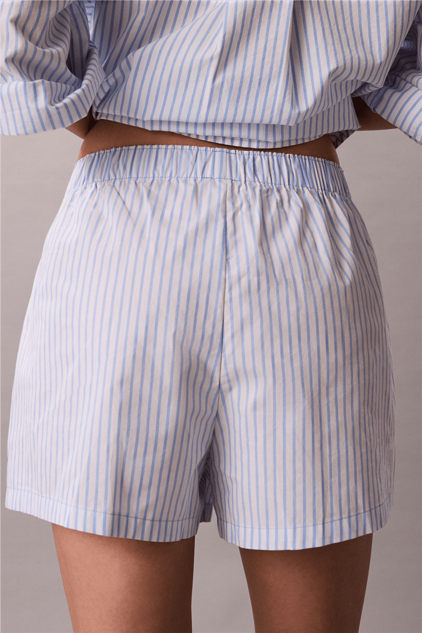 Calvin Klein Covered Wb Poplin Sh Kadın Pijama Altı Mavi
