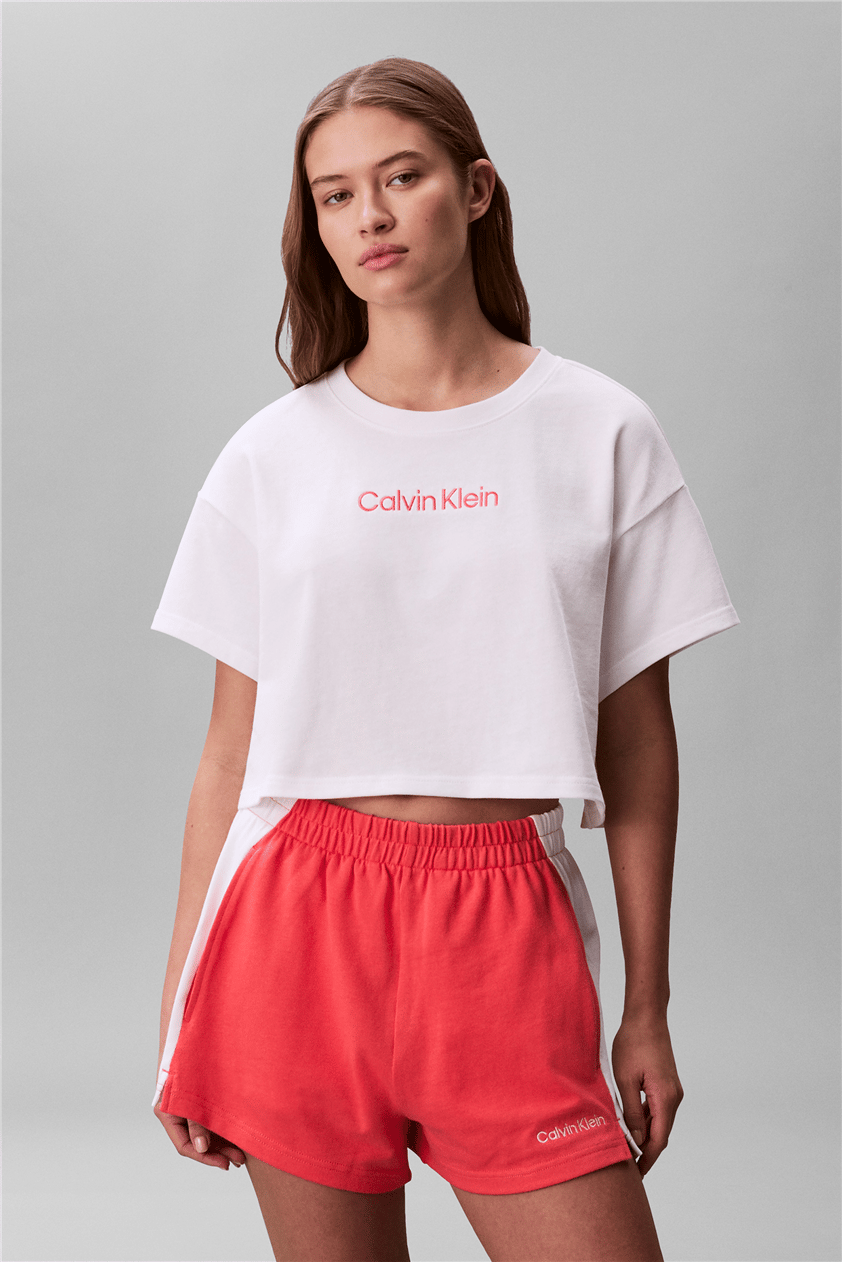 Calvin Klein Cropped Tee Kadın Crop T-Shirt Beyaz