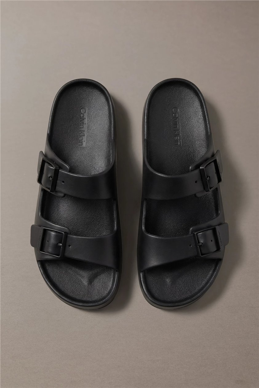 Calvin Klein Ergon Eva Double Bar Erkek Sandalet Siyah